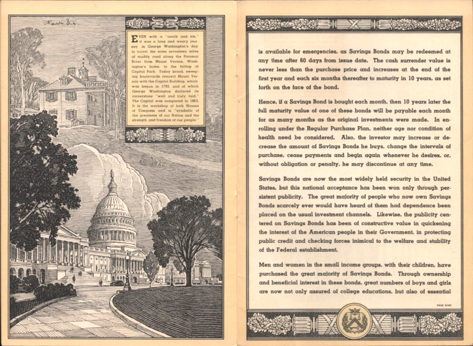 1940 UNITED STATES SAVINGS BONDS old historical booklet FRANKLIN BOOTH DRAWINGS