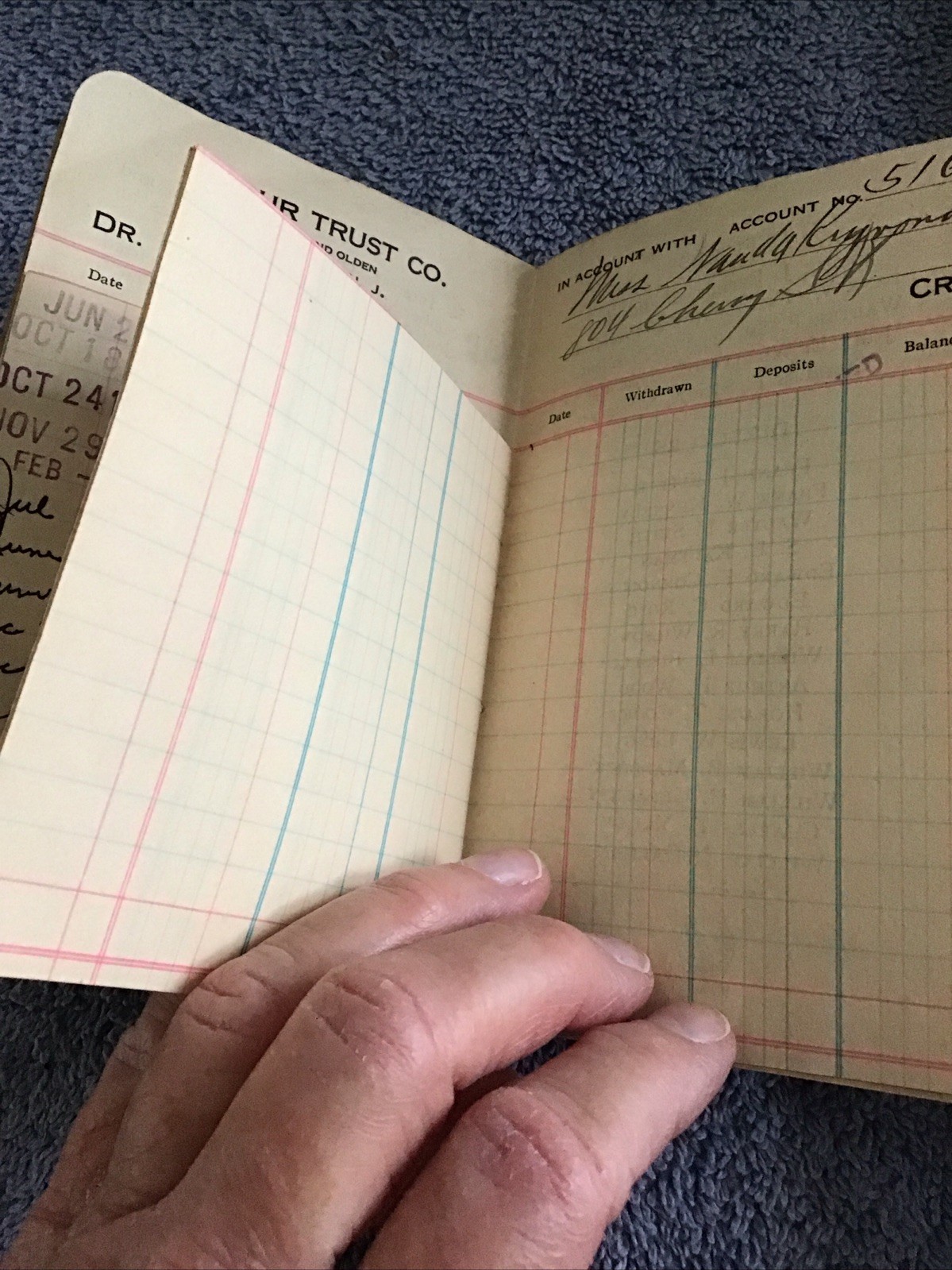 Vtg Bank Saving Account Book & Deposit Slips 1929 1930 WILBUR Trenton NJ