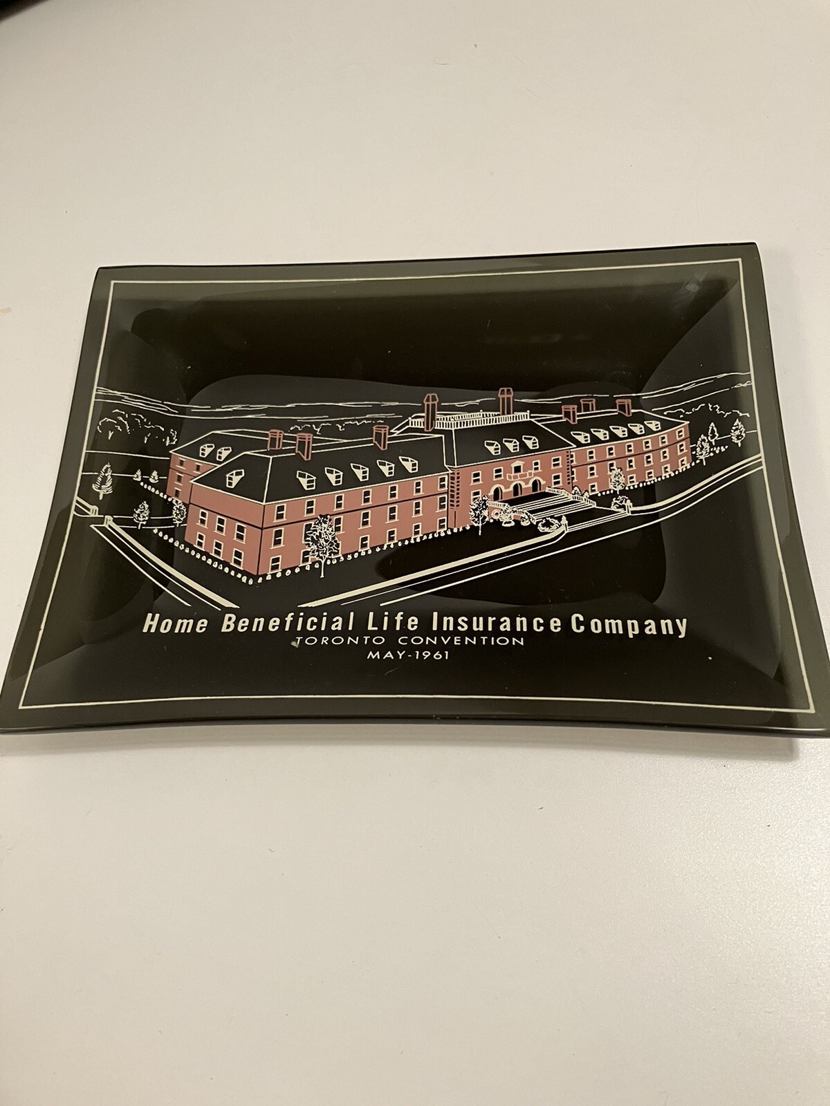 Home Beneficial Life Insurance Toronto Convention May 1961 Bent Glass Dish