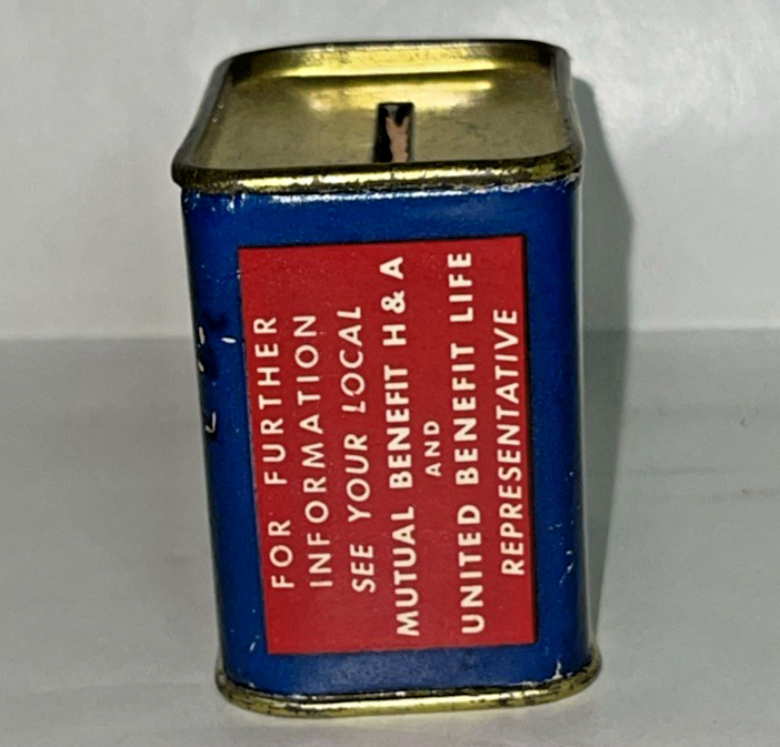 United Benefit Life Insurance Co. Vintage Tin Coin Bank