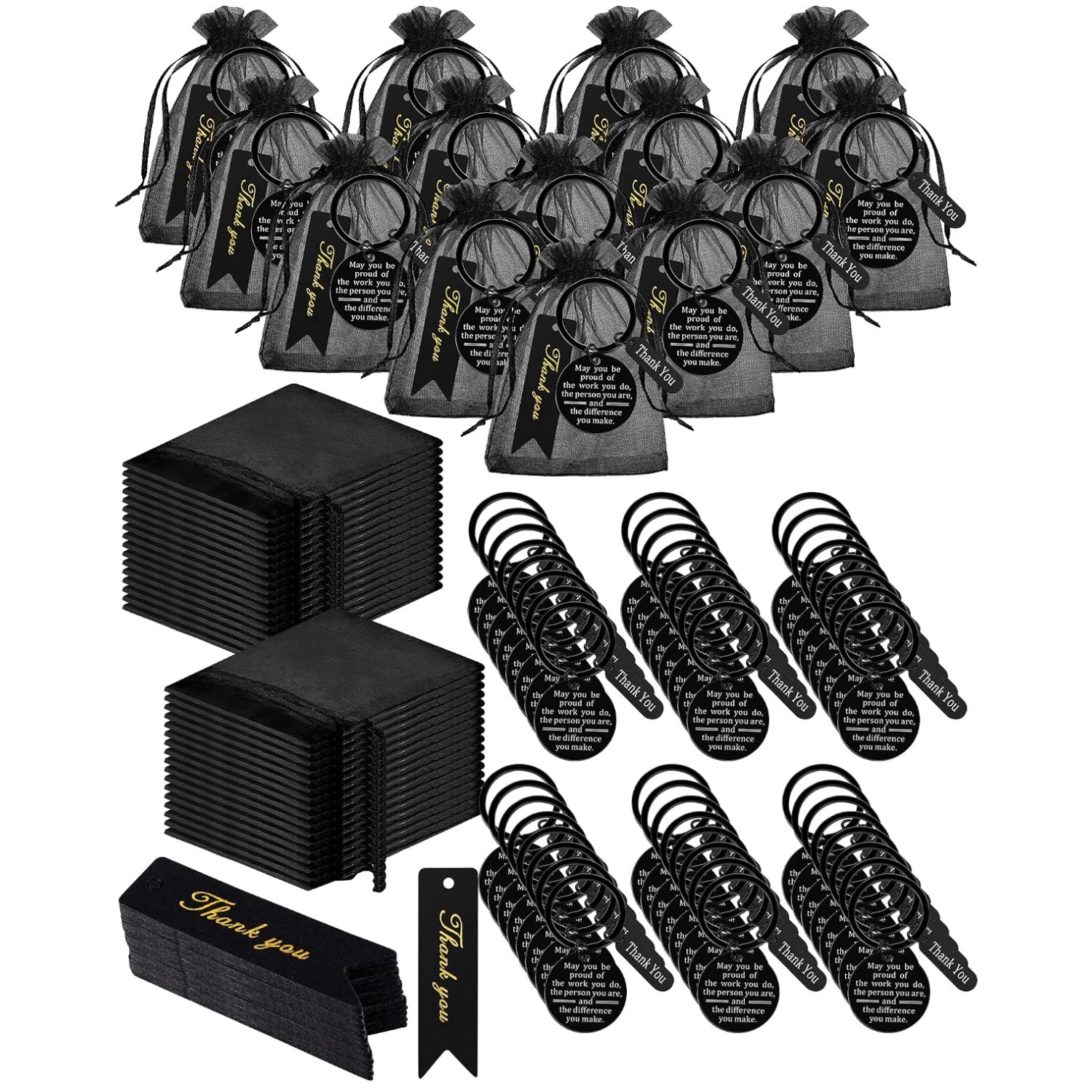 300 Employee Appreciation Gifts Set – Keychains, Bags, Cards