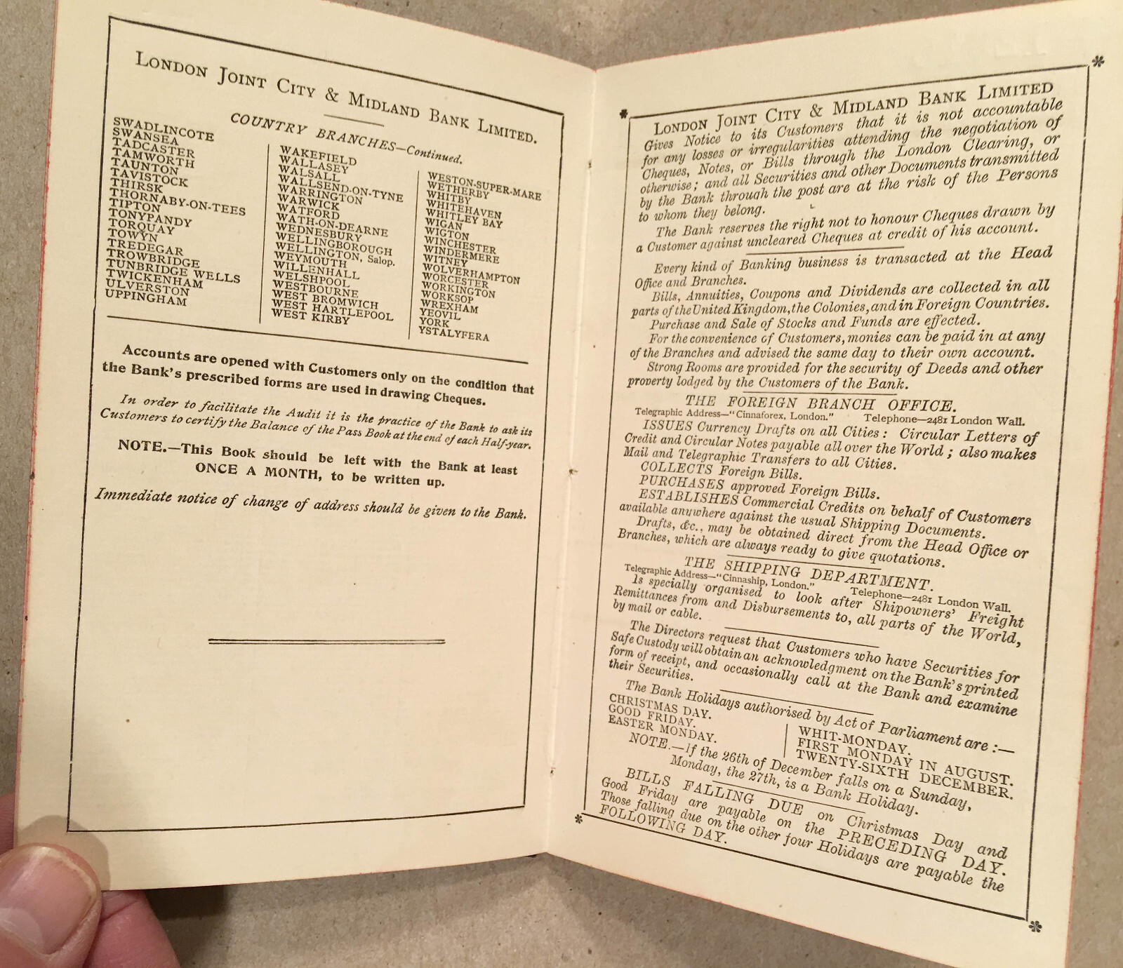 Ealing UK 1925 LONDON JOINT CITY AND MIDLAND BANK LTD Account Ledger Book