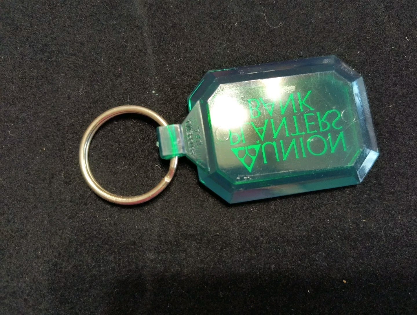 Plastic Green Union Planters Bank Keychain