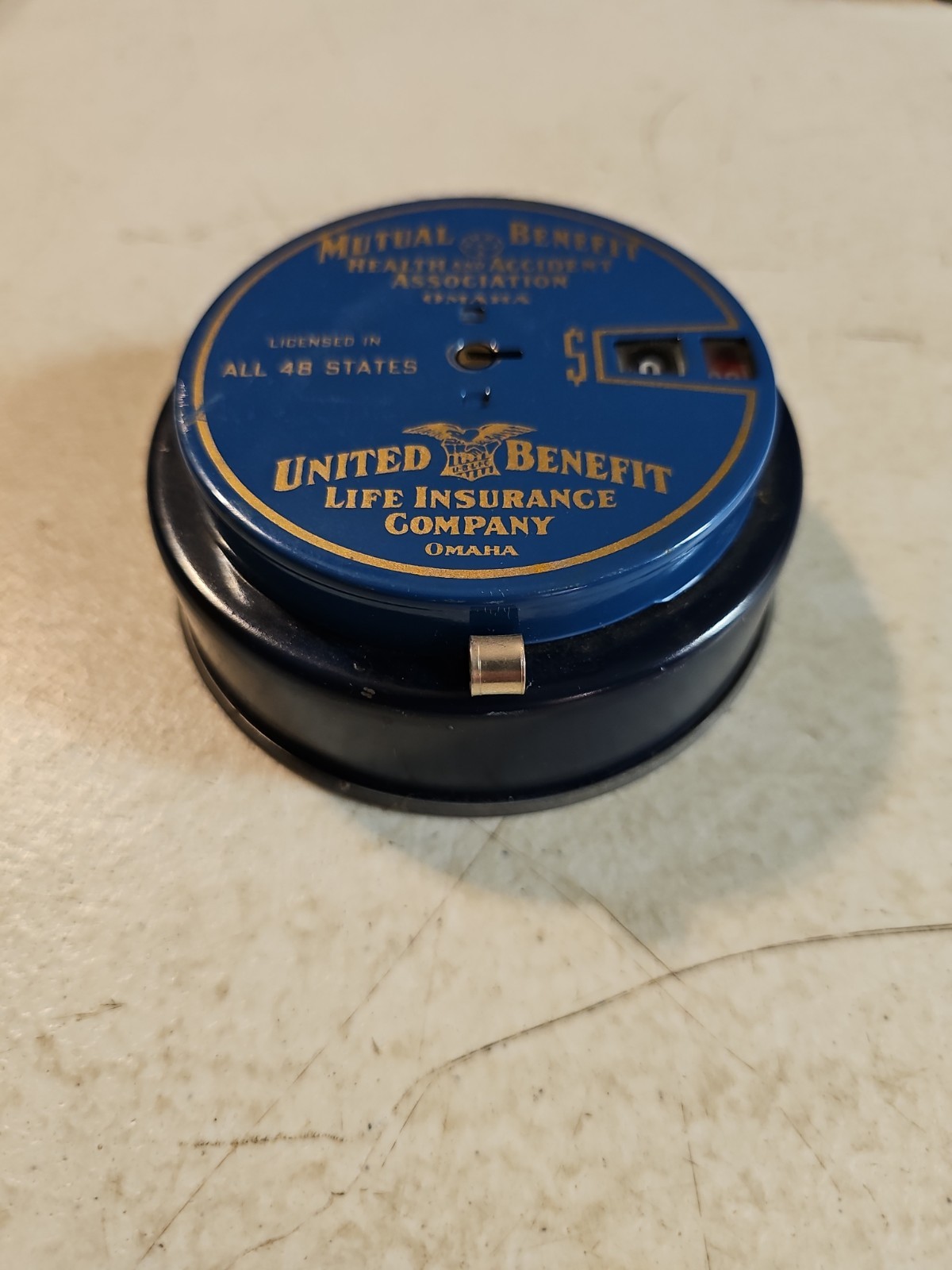 Vintage United Benefit Life Insurance Co. Tin Coin Bank. Add Bank