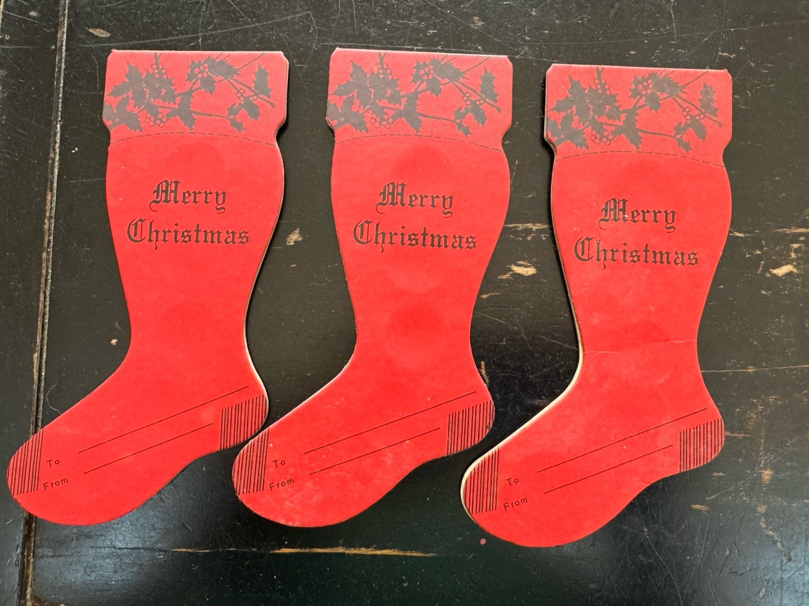 3 Vintage Marine View Savings & Loan Christmas Stocking Dime Holders Cardboard