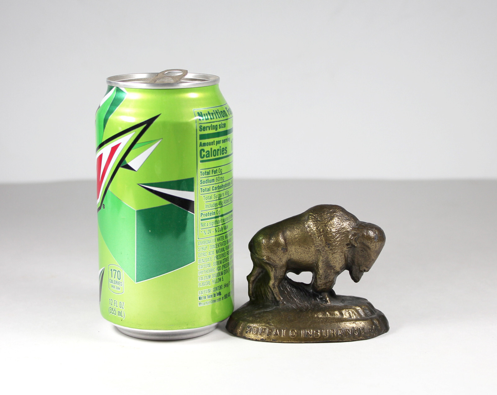 Antique New York BUFFALO INSURANCE FIGURE Figure Paperweight Advertising Ad NY