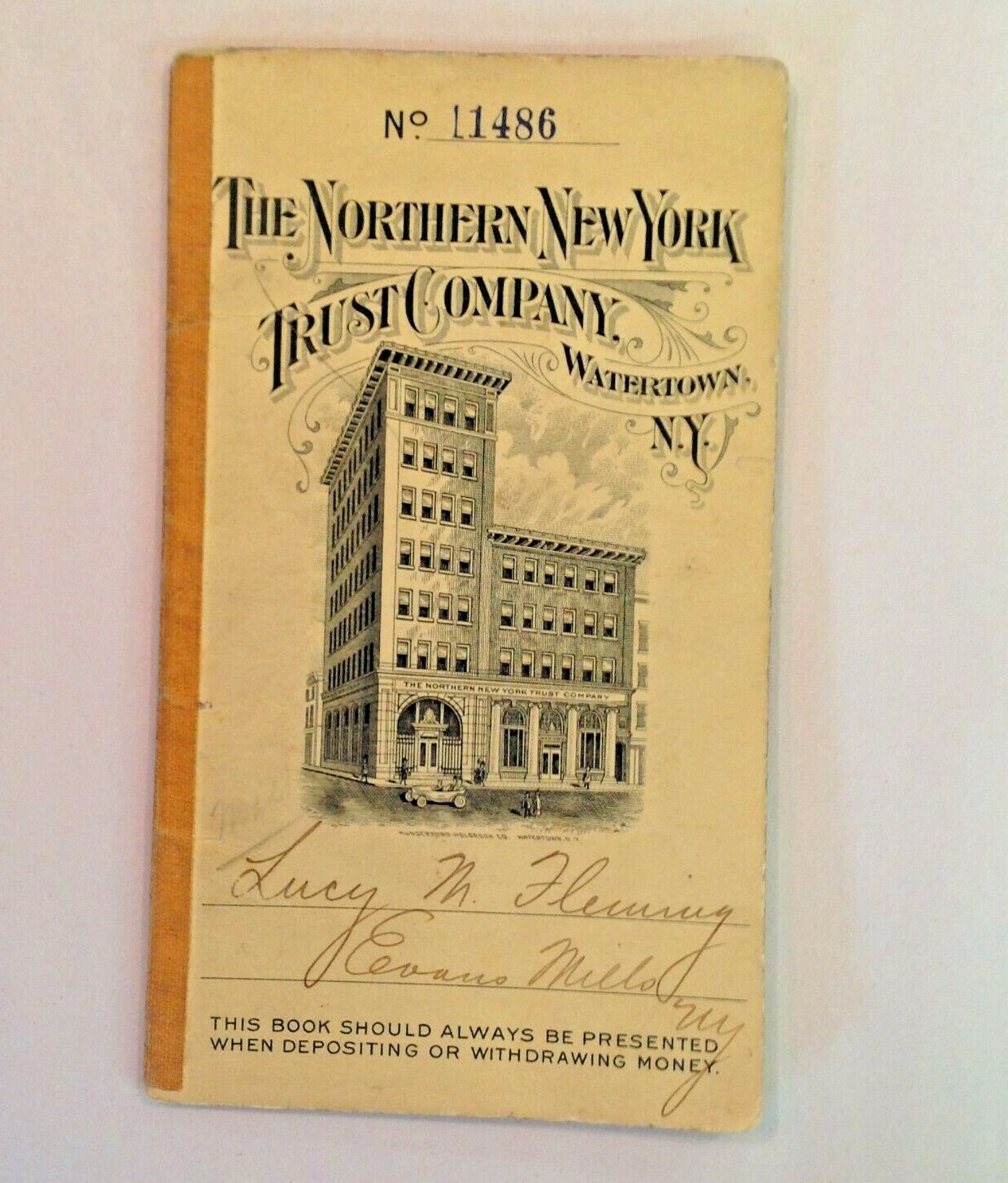 Vintage 1918 The Northern New York Trust Company Watertown NY Bank Book 11486