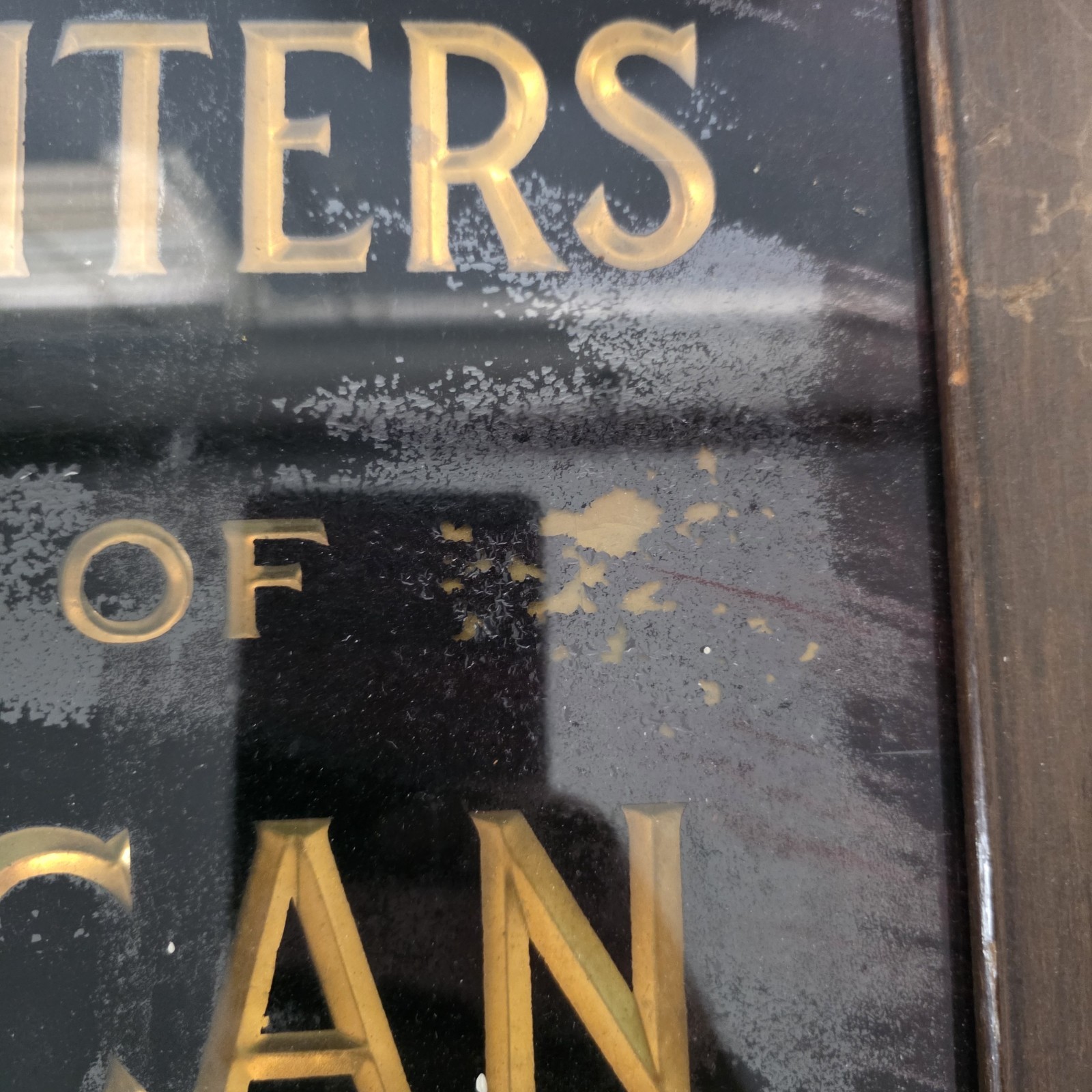 The American Insurance Company Vintage Sign Reverse Glass Painted Jersey Fire