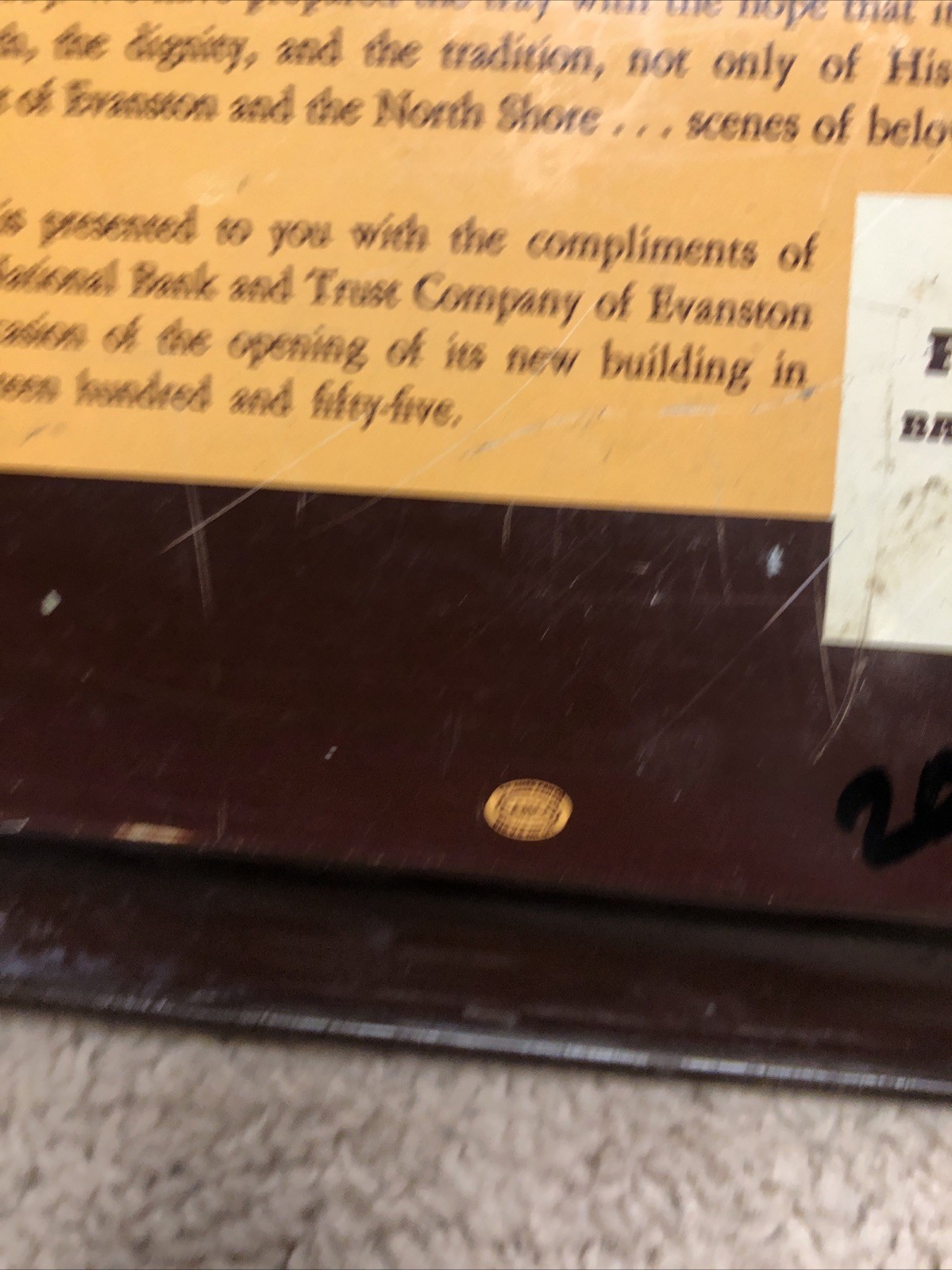 First National Bank & Trust Co. Evanston Illinois 1955 New Building Com. Tray