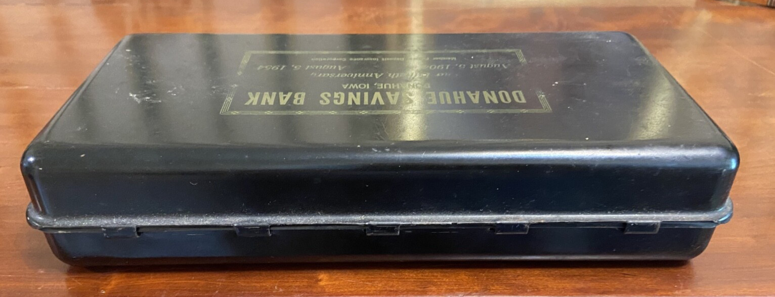 1954 Donahue Savings Bank, Iowa Document or Cash Box – 50th Anniversary – no key