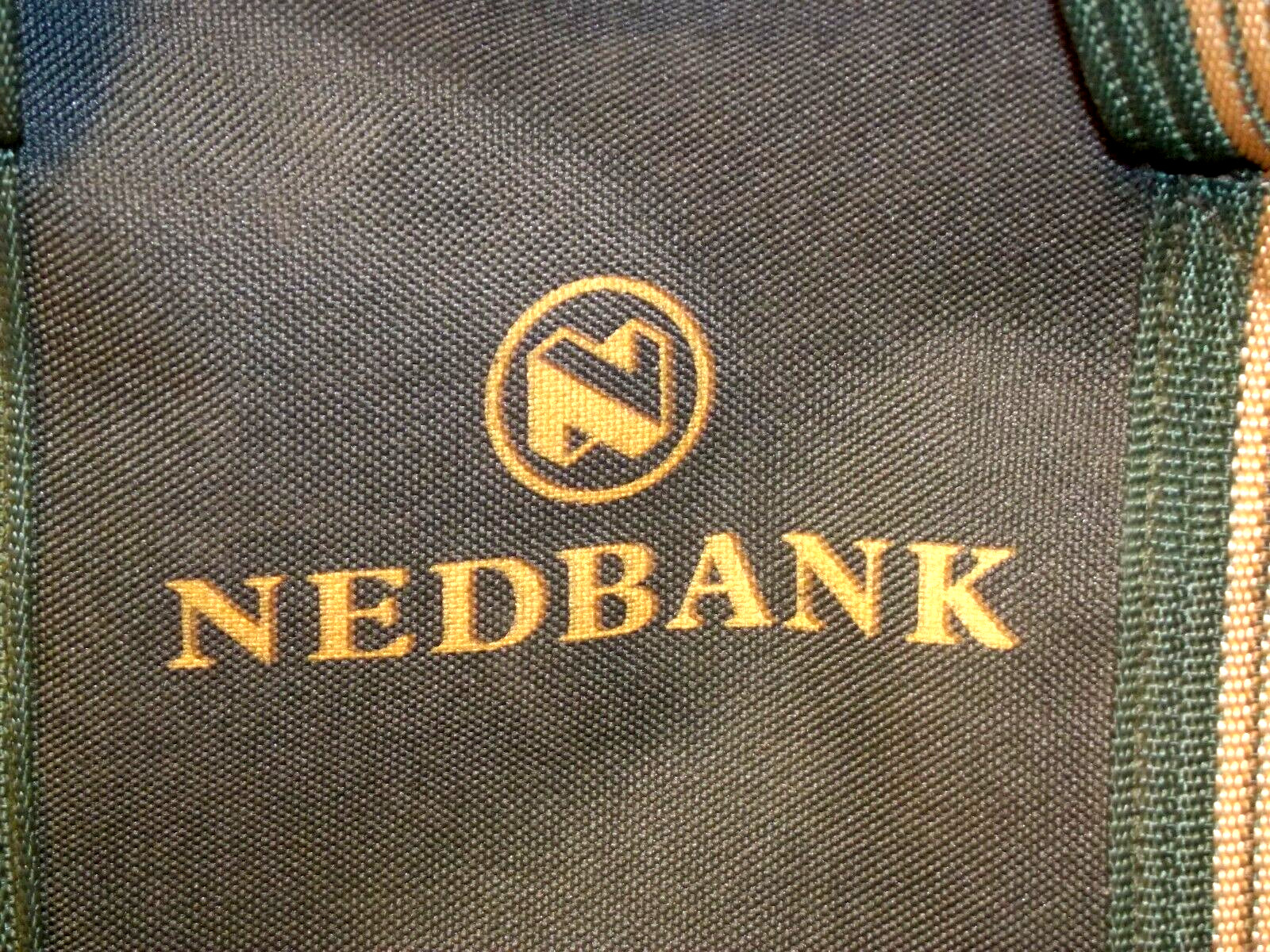RARE Vintage Nedbank Bank South Africa Two Compartment Carrying Bag Green Canvas