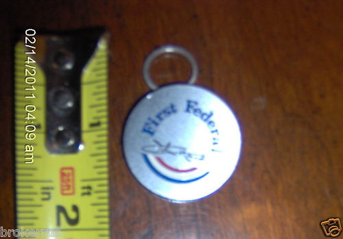 Vintage 60s FIRST FEDERAL Bank John Martin silver KEY RING holder keys chain
