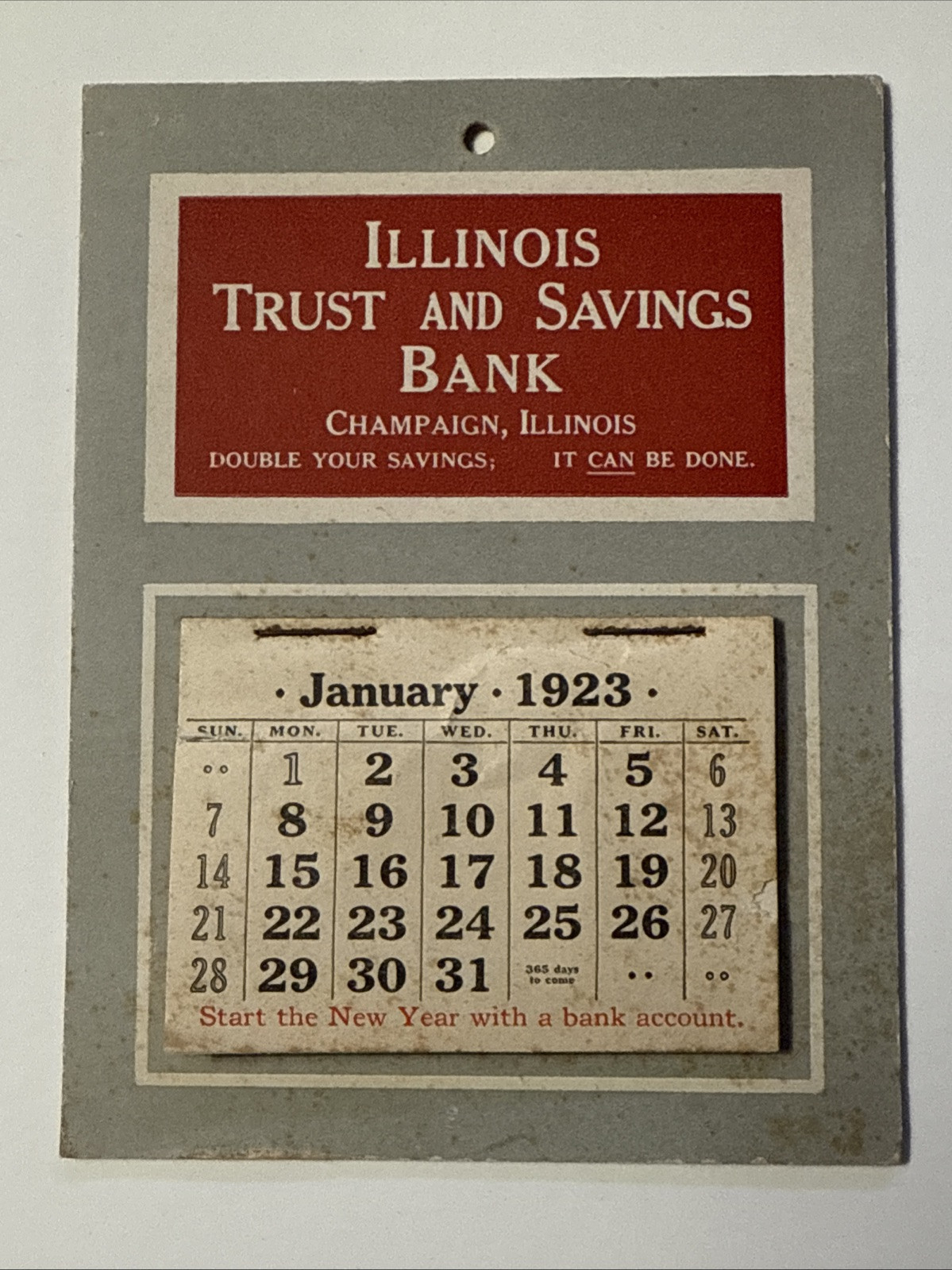 1923 Champaign Illinois Trust and Savings Bank Calendar 12 Month Vtg Advertising