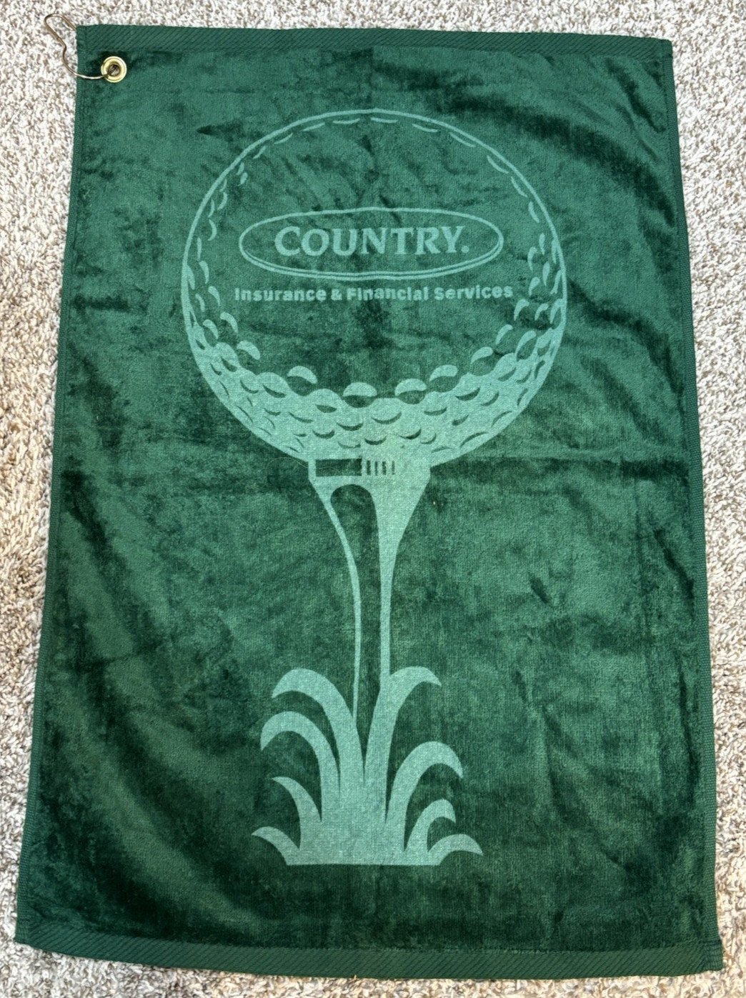 COUNTRY Insurance and Financial Services 16″ x 24″ Green Golf Towel w/ Clip Hook