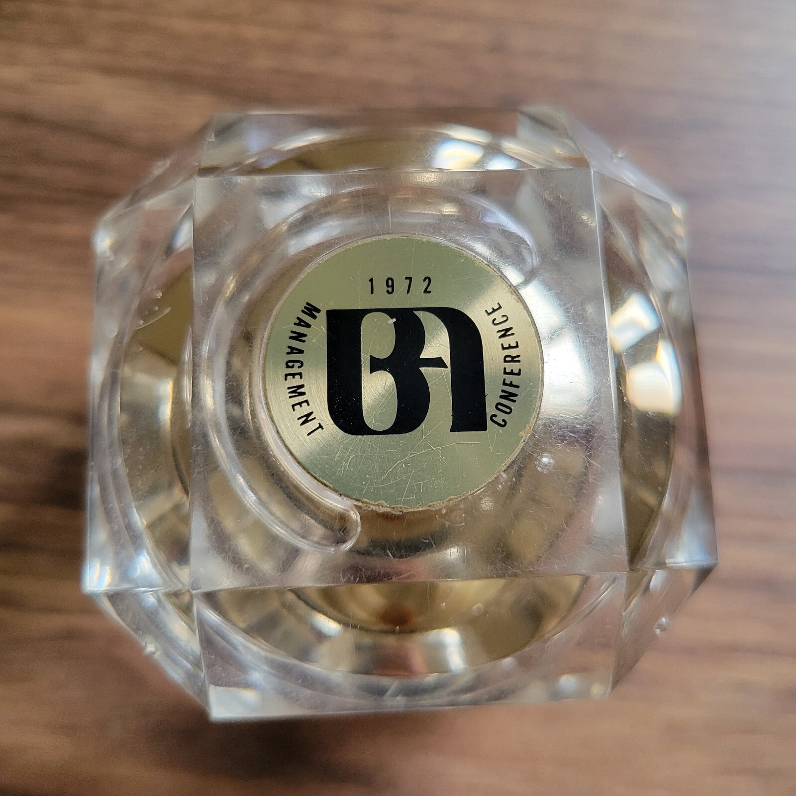 Vintage Bank of America 1972 Management Conference Lucite Prizm Egg Timer