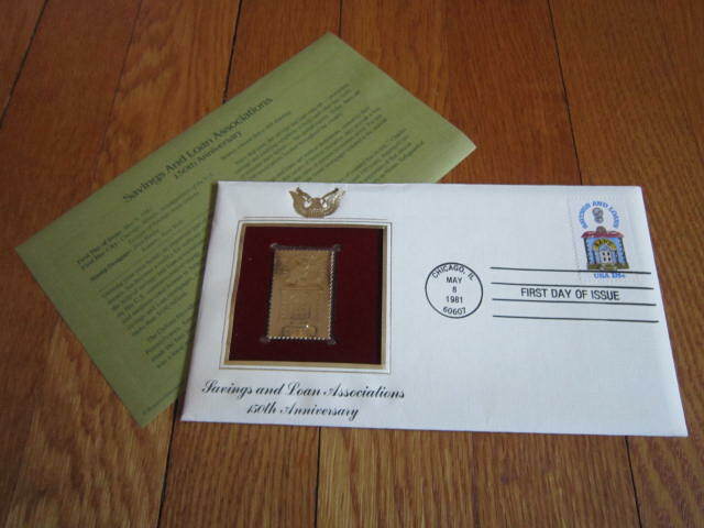 Savings & Loan Collectible Banking Assoc 150th Anniversary Gold Replica Stamp