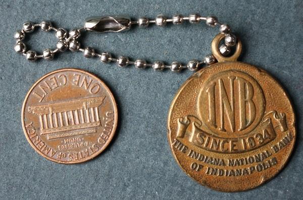 1940-50s Era Indianapolis Indiana National Bank Safety Deposit Box metal tag —