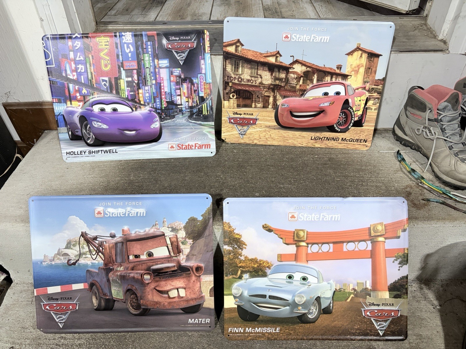 Lot of 4 2011 Disney Pixar State Farm 11″x14″ Cars 2 “Join The Force”