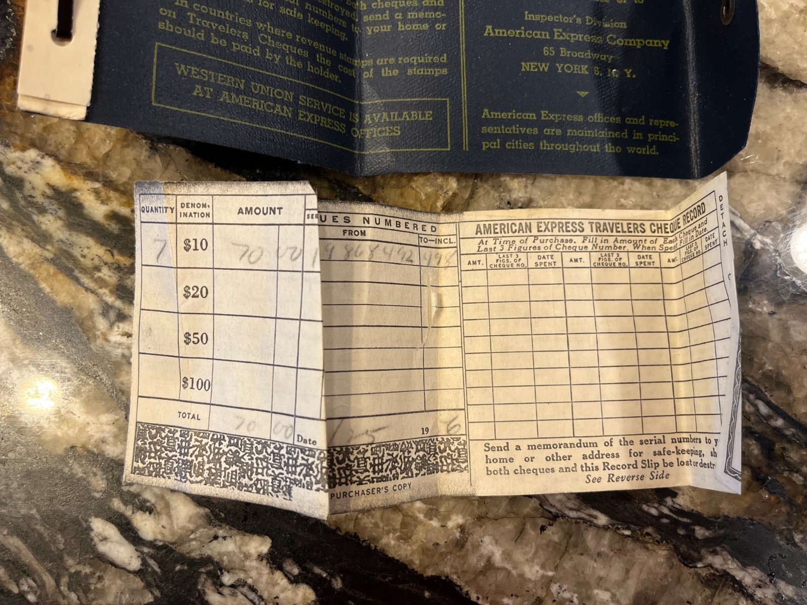 American Express Vintage Travelers Cheques Booklet 1950s
