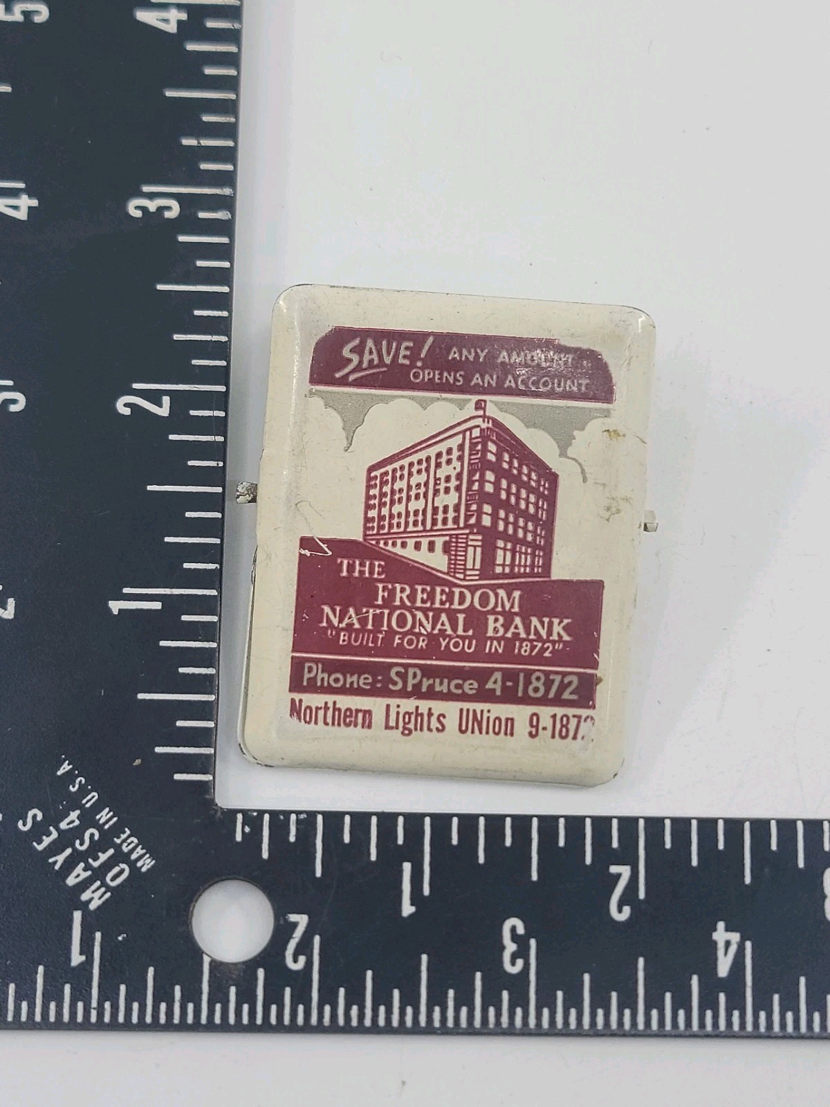 Vintage Freedom National Bank PA Advertising Large Wall Hang Paper Clip Steel