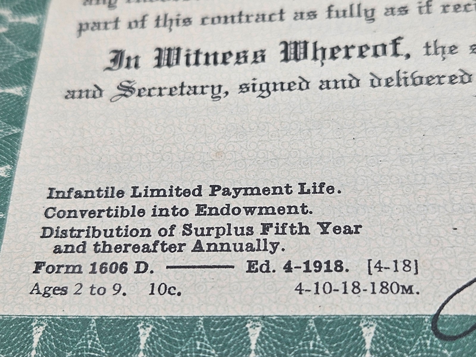 Vintage 1918 Metropolitan Life Insurance Co Policy, Payment Book, Etc.