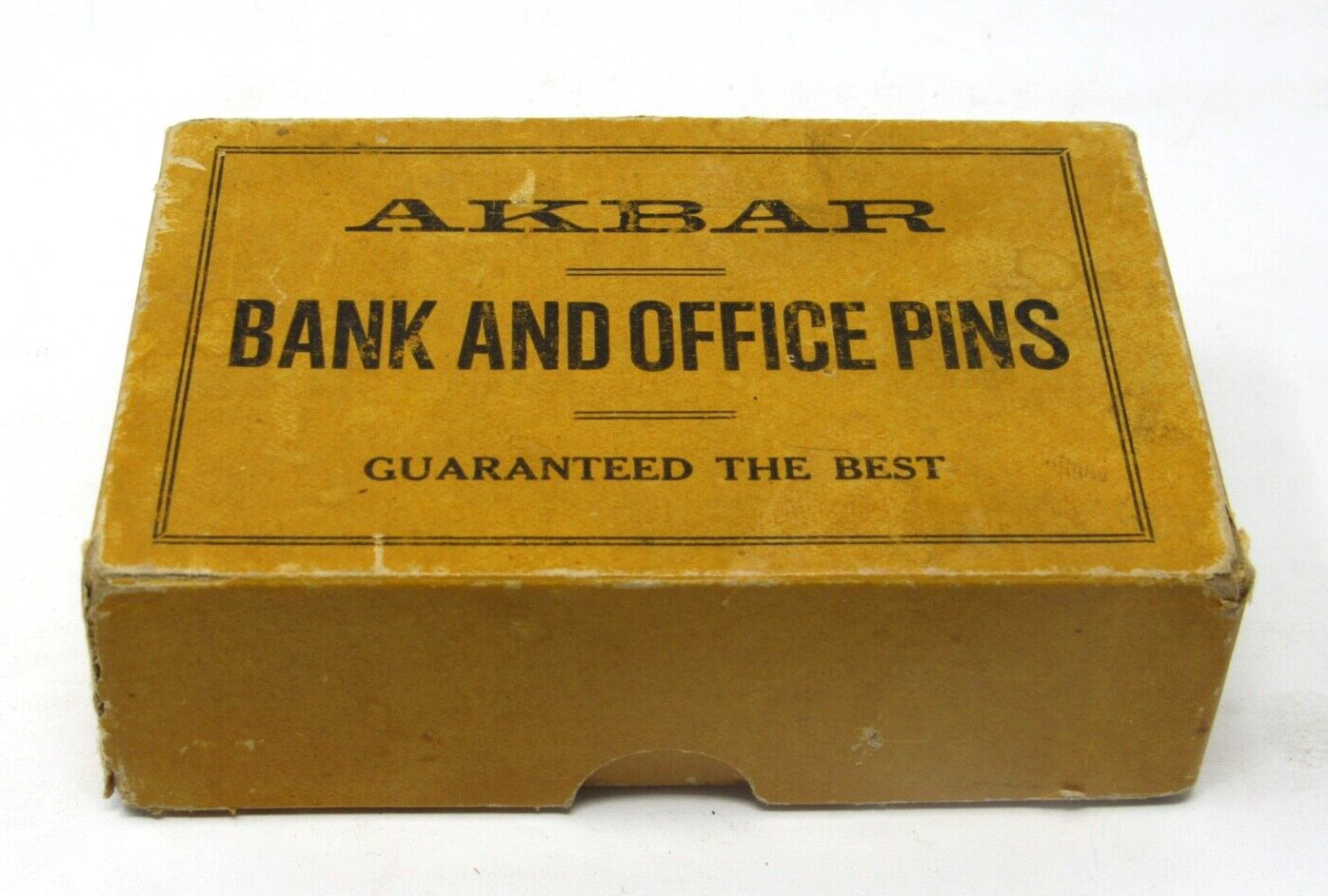 Antique c1920 Akbar Bank and Office Pins Box “Guaranteed the Best”