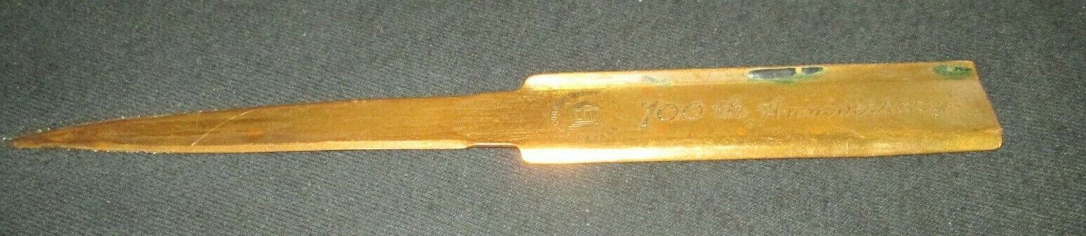 vintage BRASS LETTER OPENER 100 TH ANNIVERSARY CONNECTICUT MUTUAL SINCE 1846