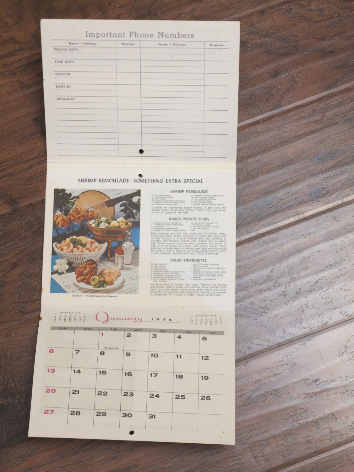 Original 1974 Advertising Wall Calander, 1st National Bank, Clinton Missouri