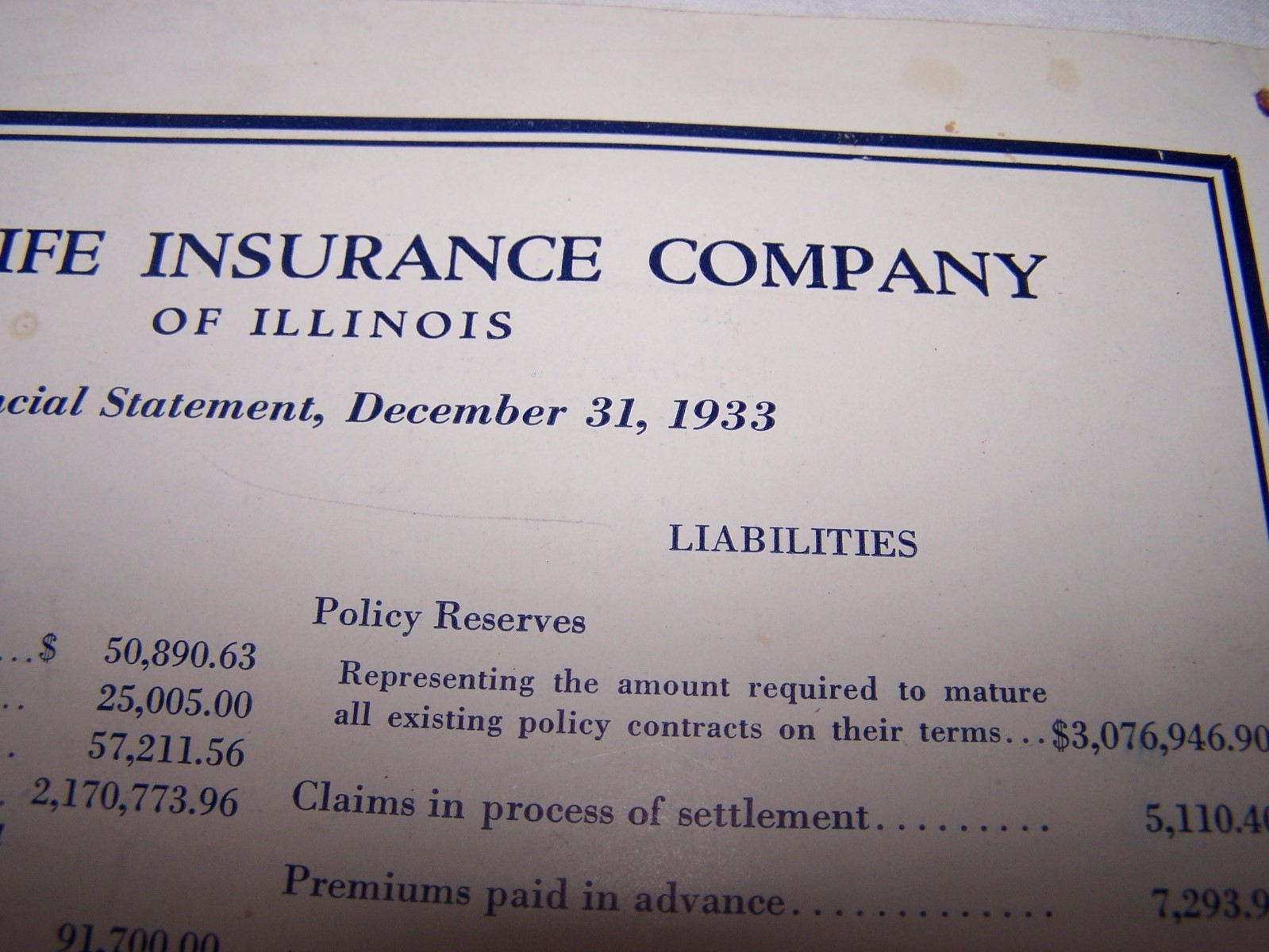 1933 GLOBE LIFE INSURNCE COMPANY Publication – Recipes Household Hints