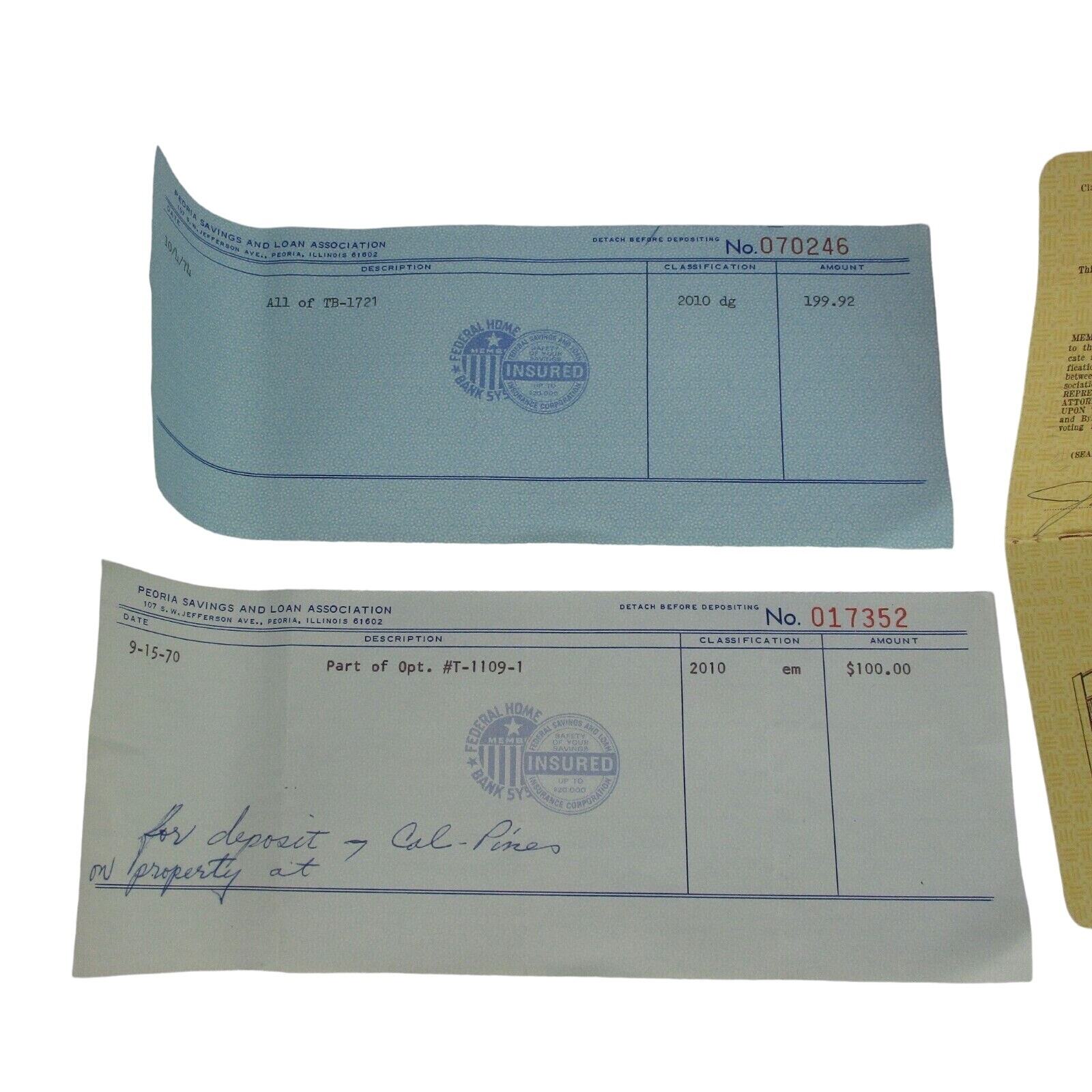 Vintage 1970’s Peoria Saving Bank Trailblazer Savings Club Register, Member Card