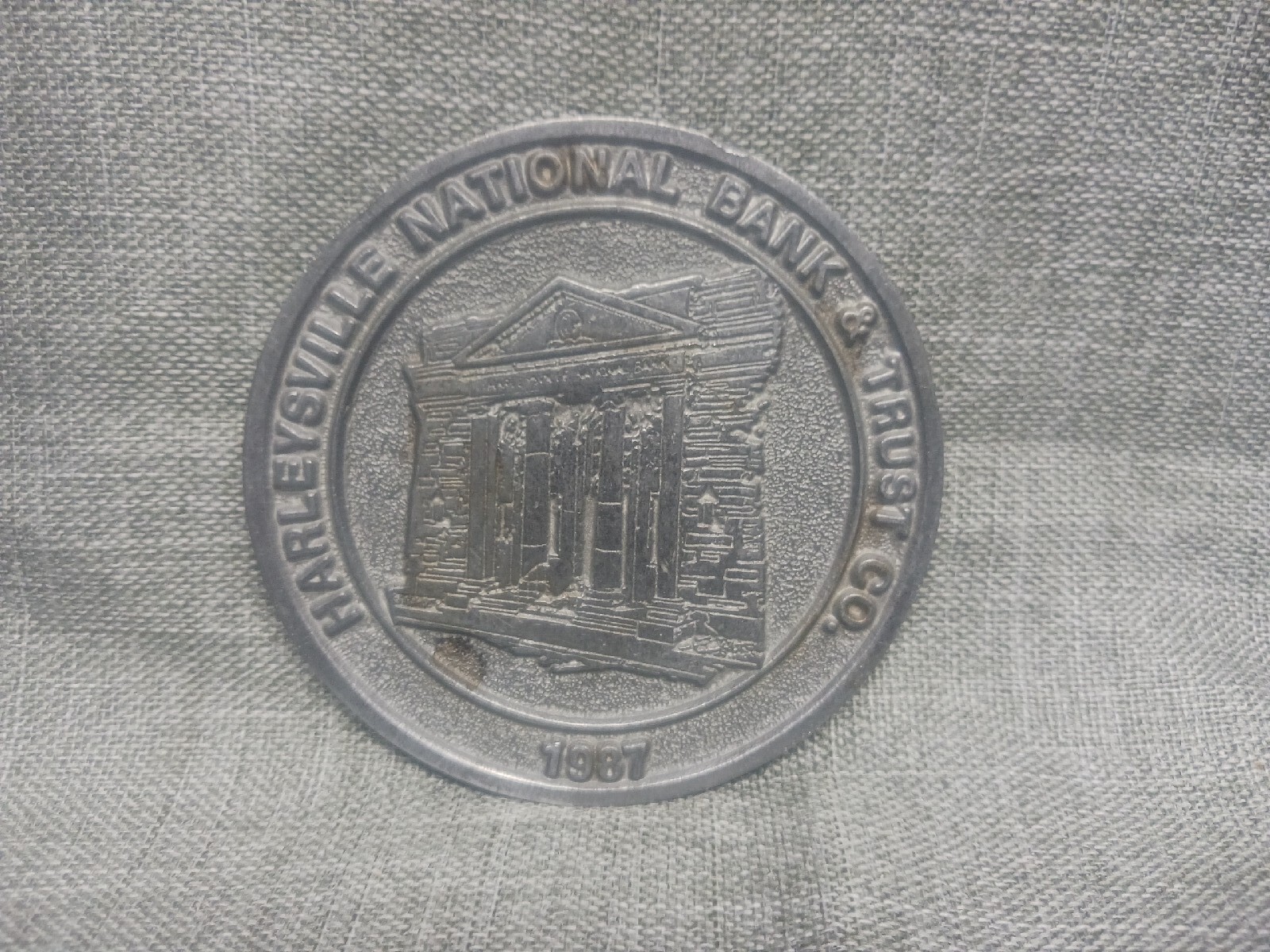 Harleysville National Bank & Trust Company Paper Weight Medal 1987
