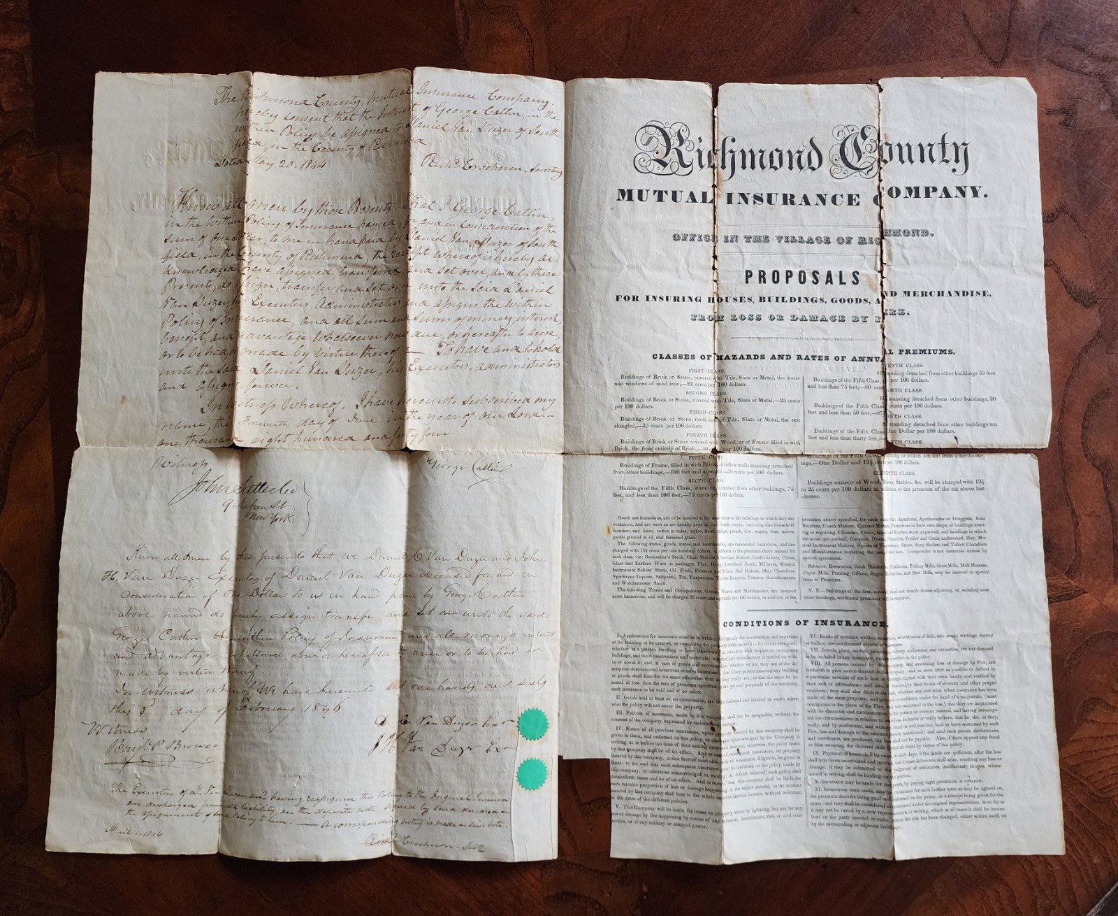 George Catlin Signed Autographed Mutual Insurance Policy That Expired May 1845