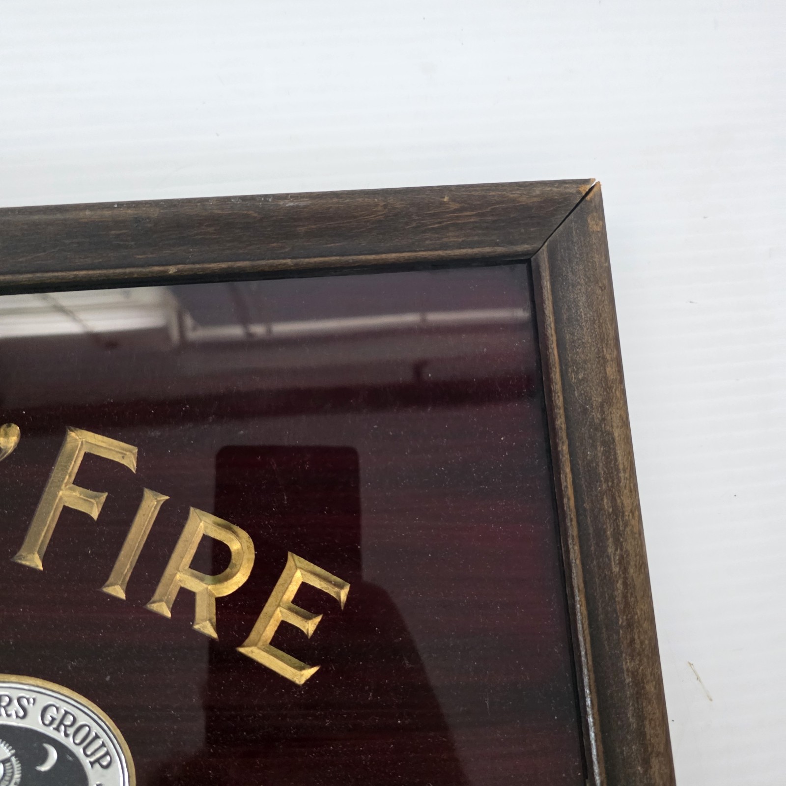The Employer’s Fire Insurance Company Vintage Sign Reverse Glass Painted Gold