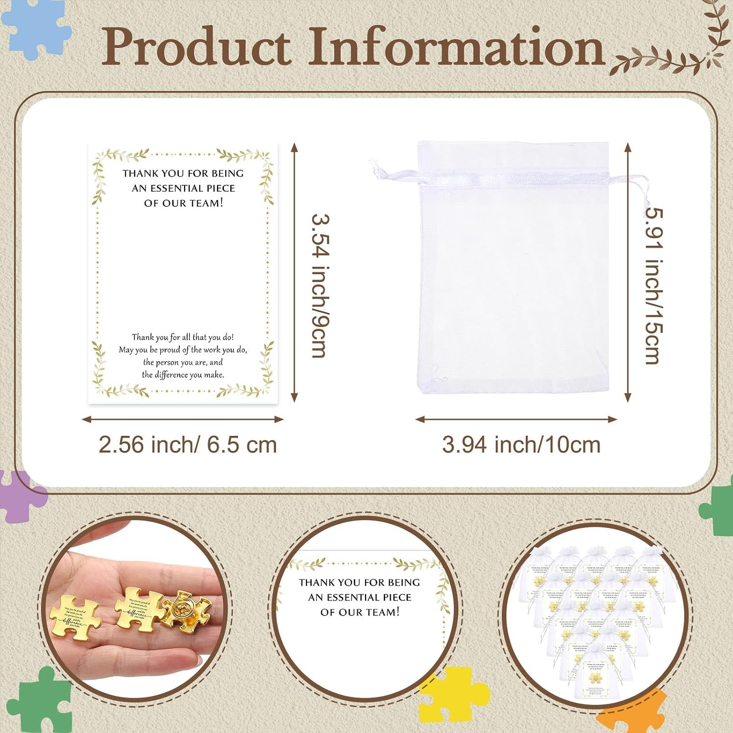 Bulk Employee Appreciation Set with Puzzle Piece Pins