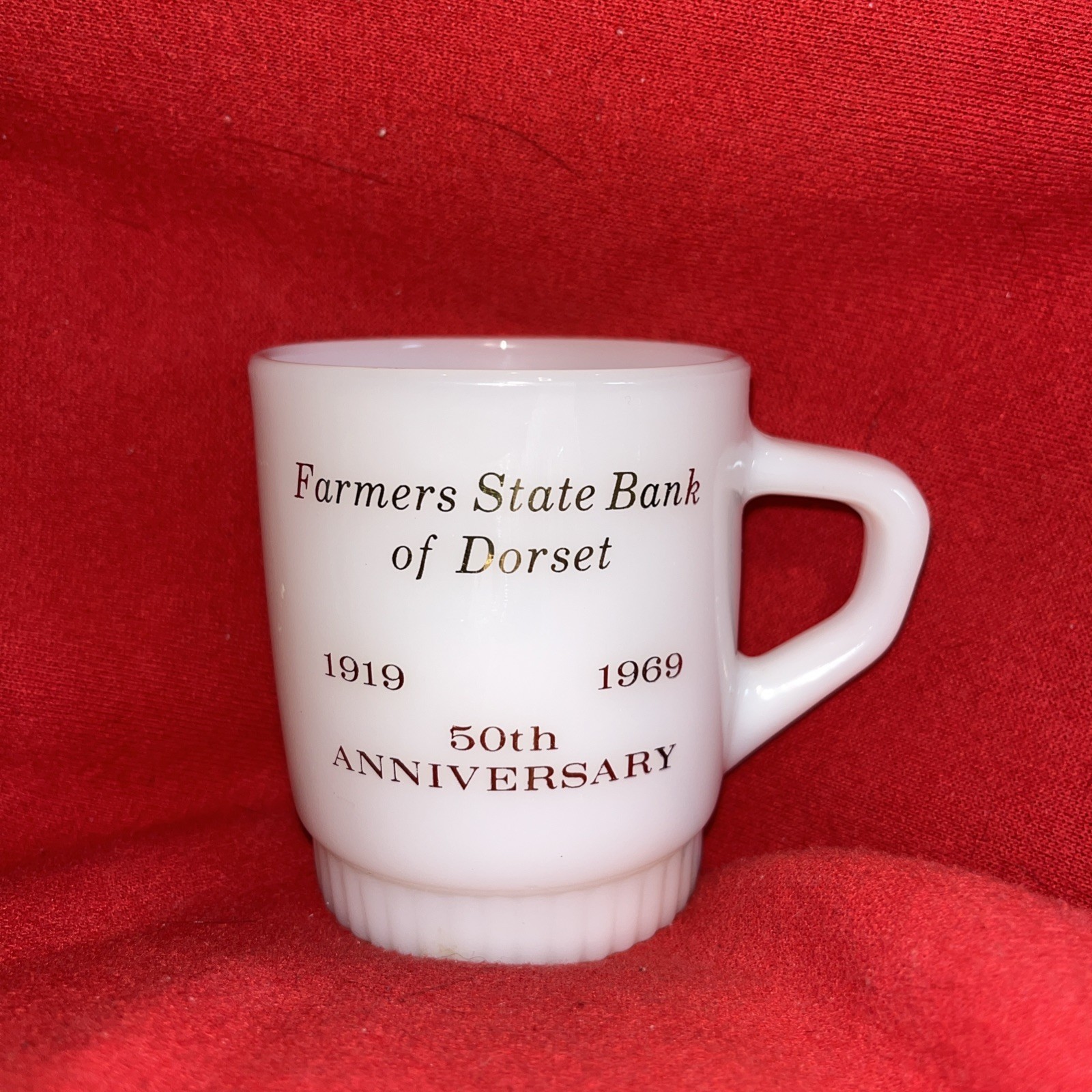 Farmers State Bank Of Dorset Minnesota 50th Anniversary Fire King Mug 1919-1969