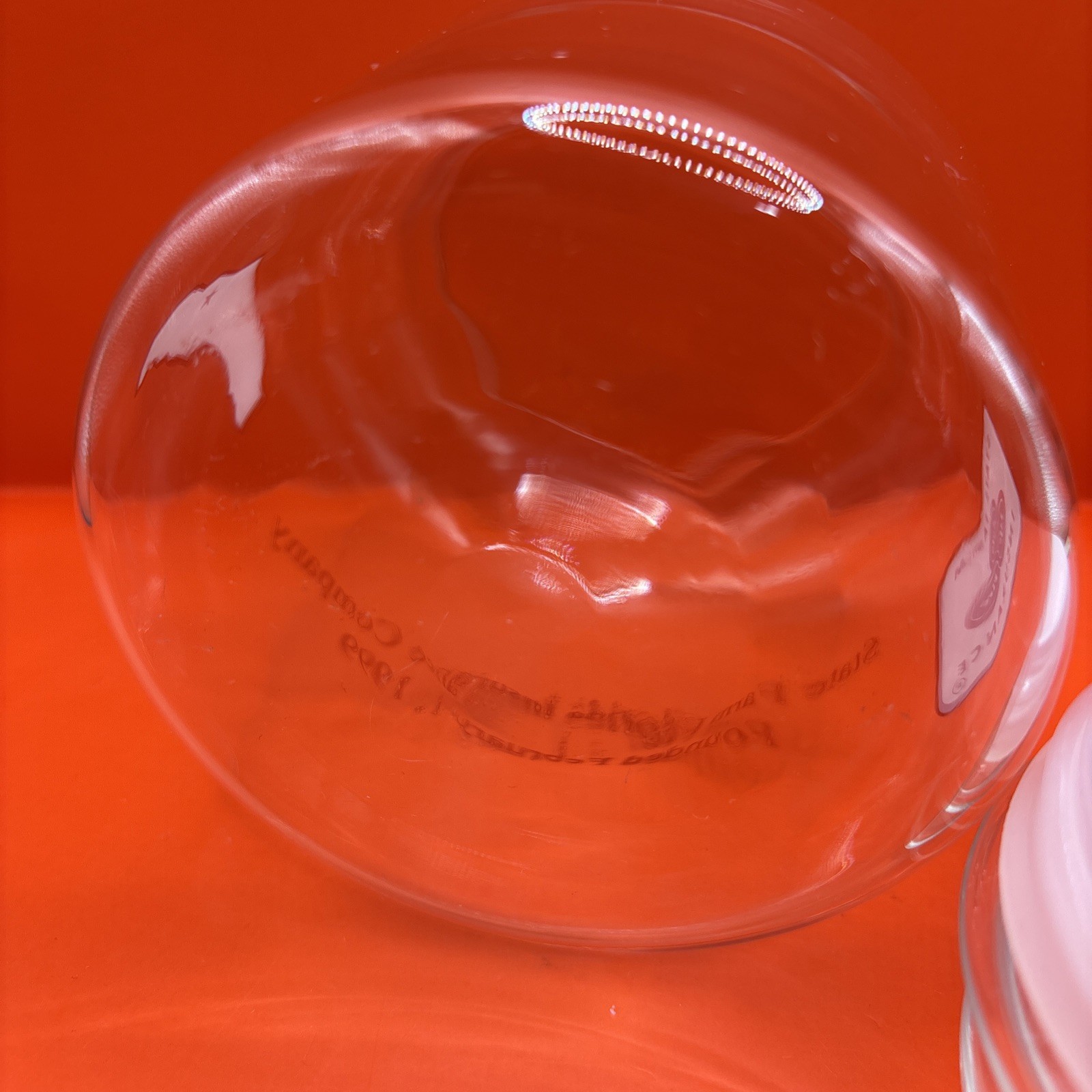 RARE VTG State Farm Florida Insurance Company 5.5″ Tall Glass Candy Jar w/ Lid