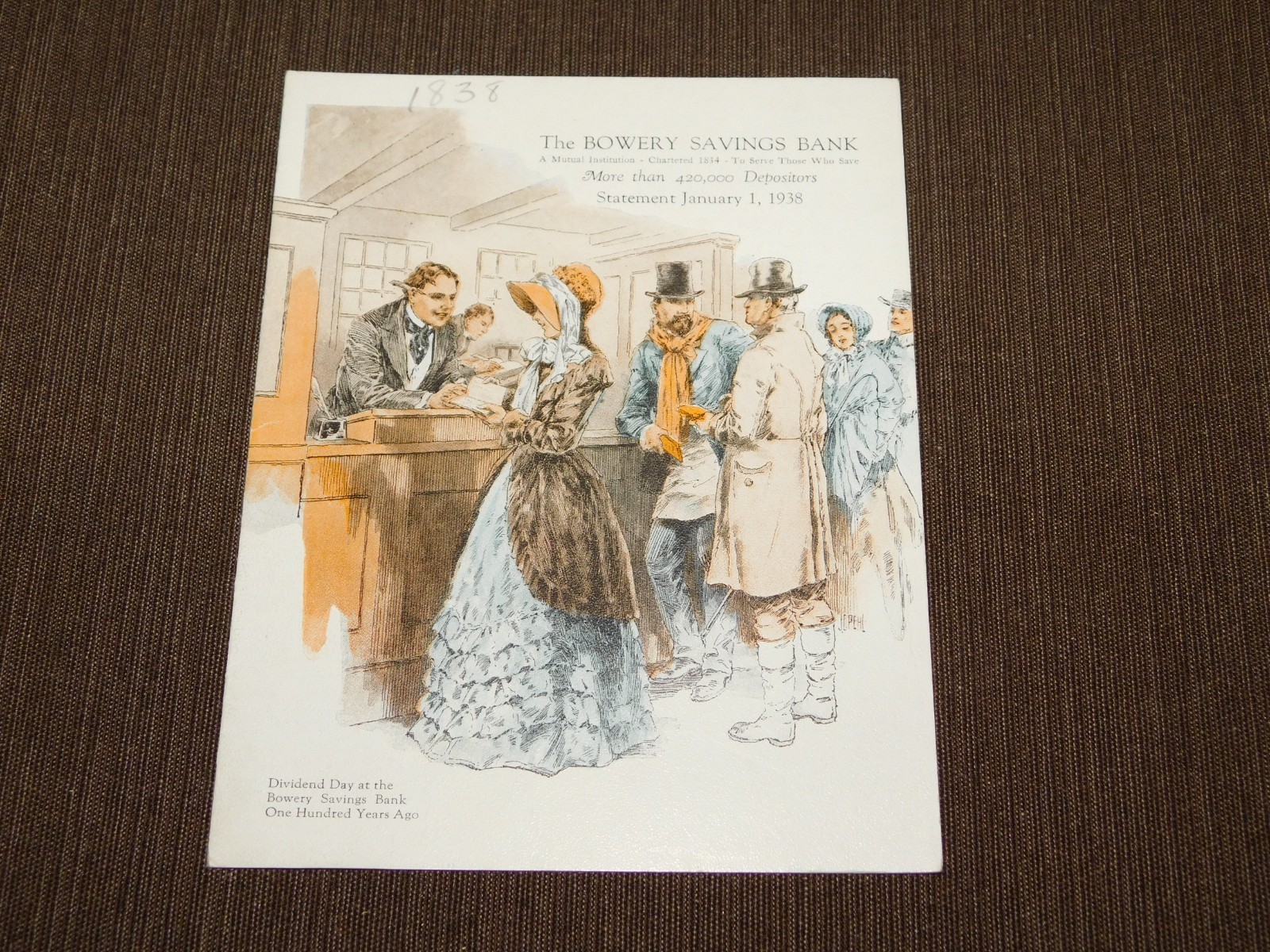 VINTAGE 1938 THE BOWERY SAVINGS BANK STATEMENT BROCHURE