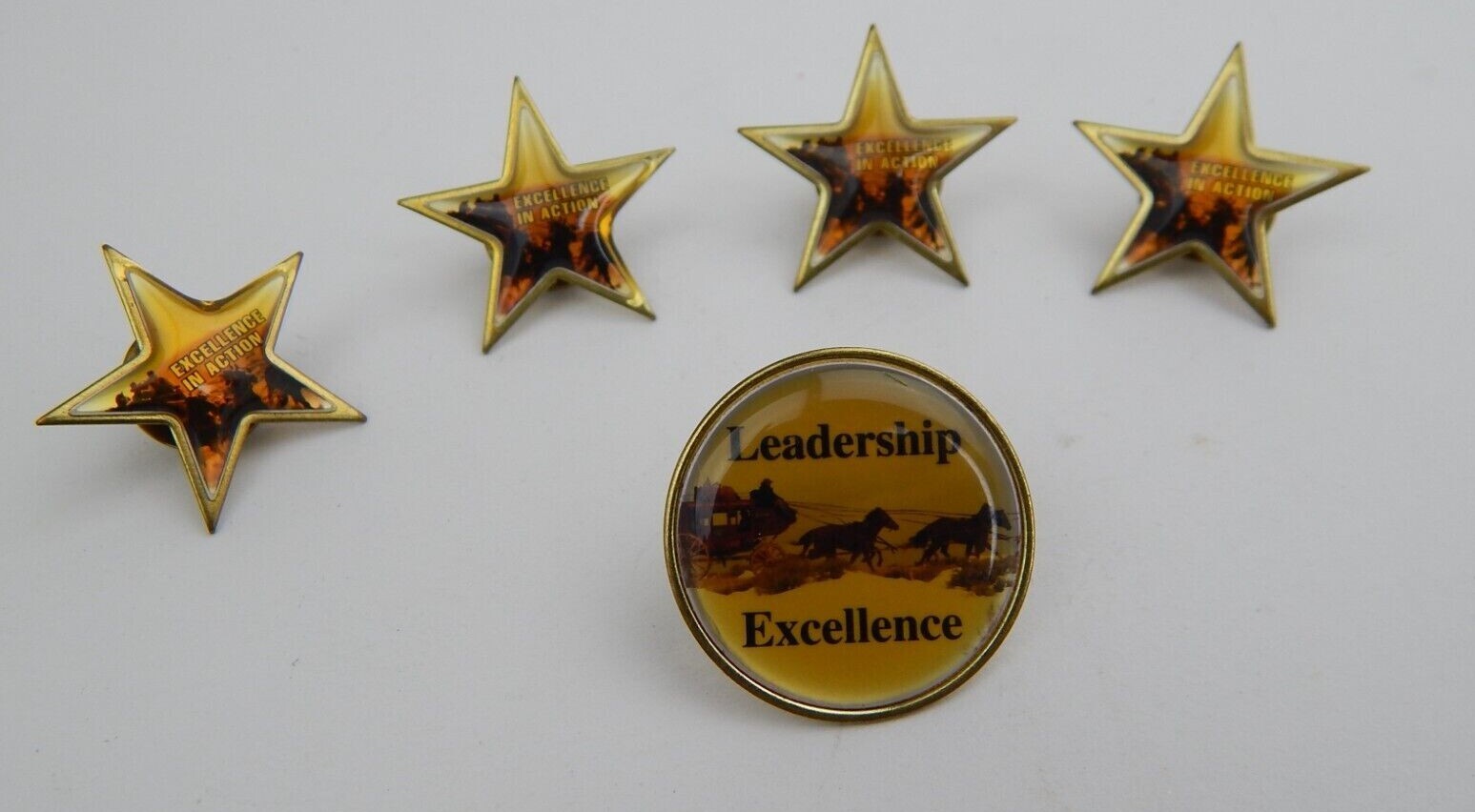 Lot of 5 Vtg Wells Fargo Logo Pin Star Leadership Excellence in Action