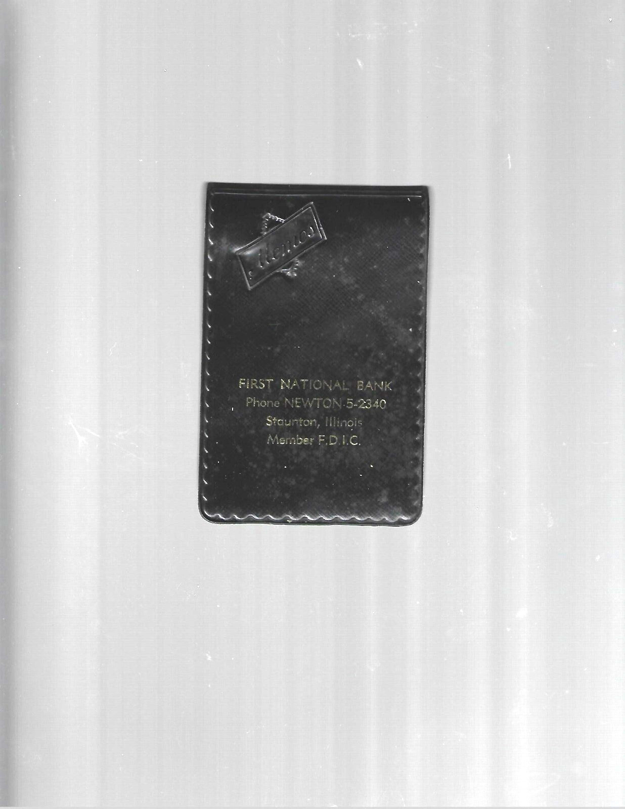 Vintage 1958 First National Bank Staunton IL Blue Memos Book Old Advertising