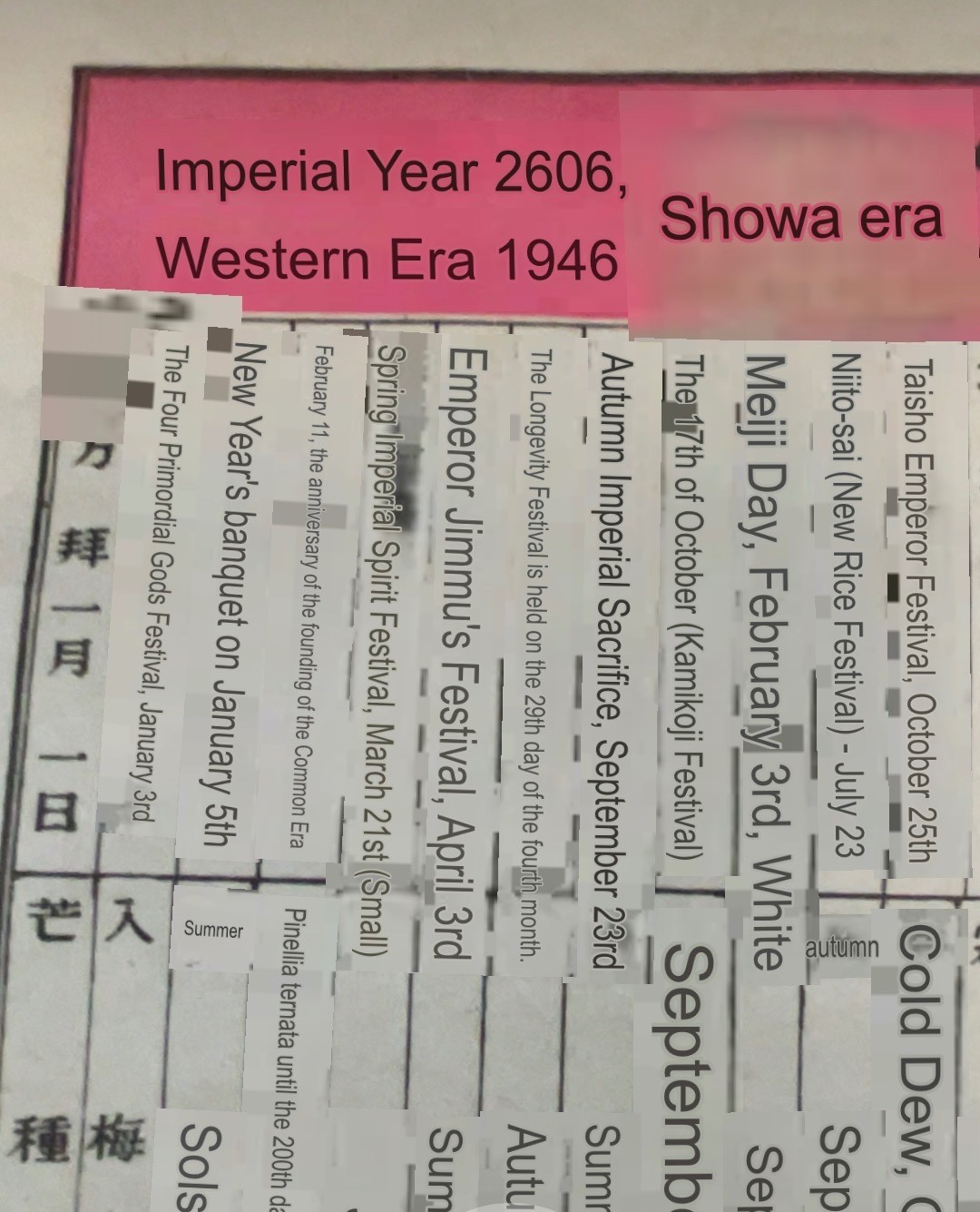 1946 CALENDAR IN CHINESE – 15×11 Color Original