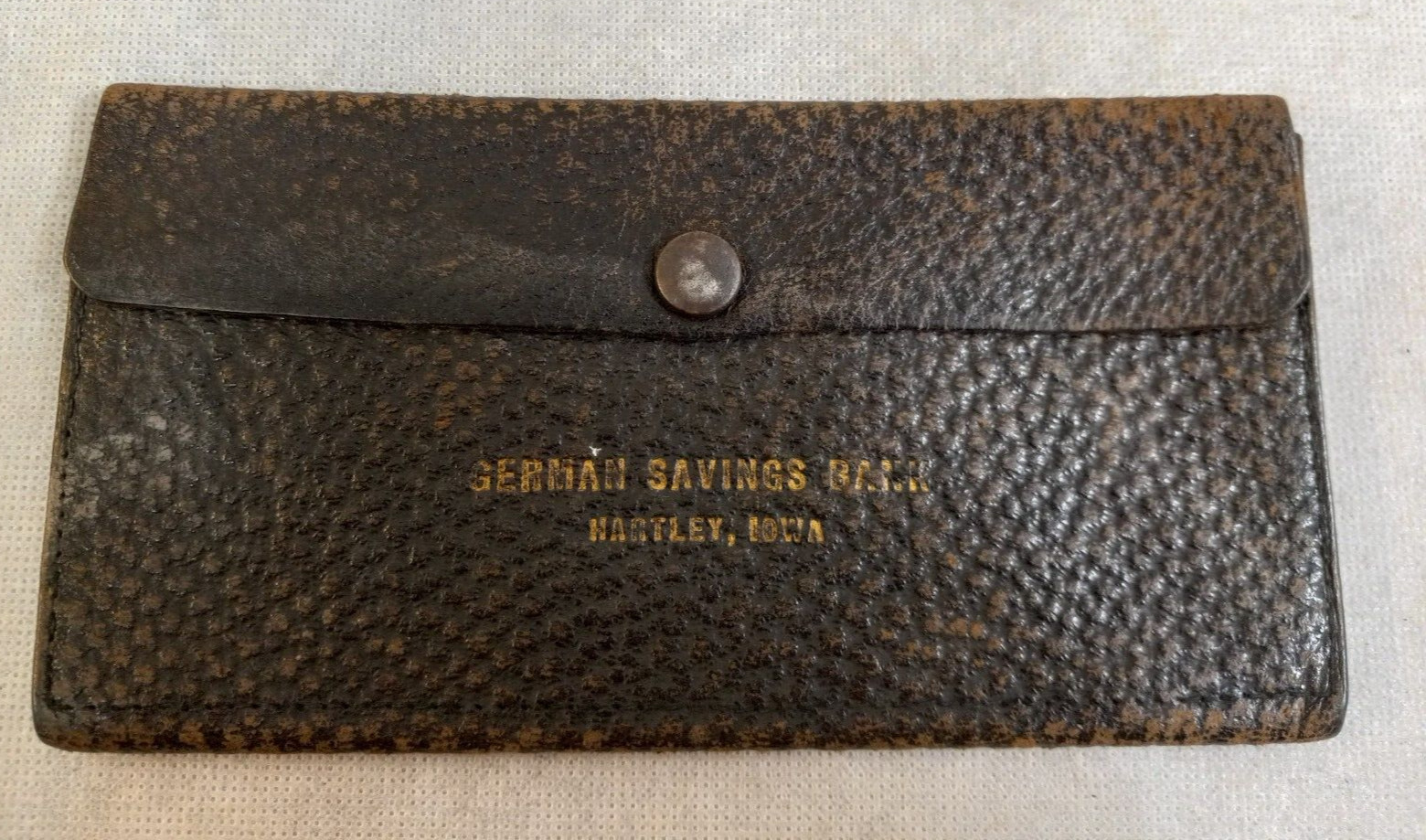 GERMAN SAVINGS BANK 3″ x 6″ Leather WALLET or CHECKBOOK Martley, IA