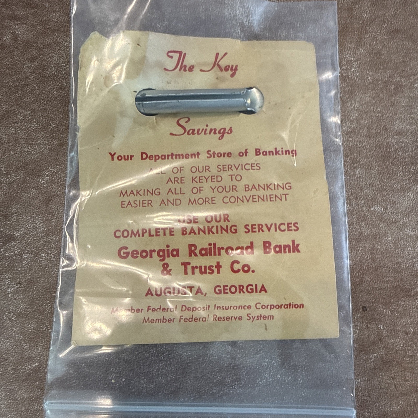 Georgia Railroad Bank & Trust Company Toothpaste Key Augusta Ga
