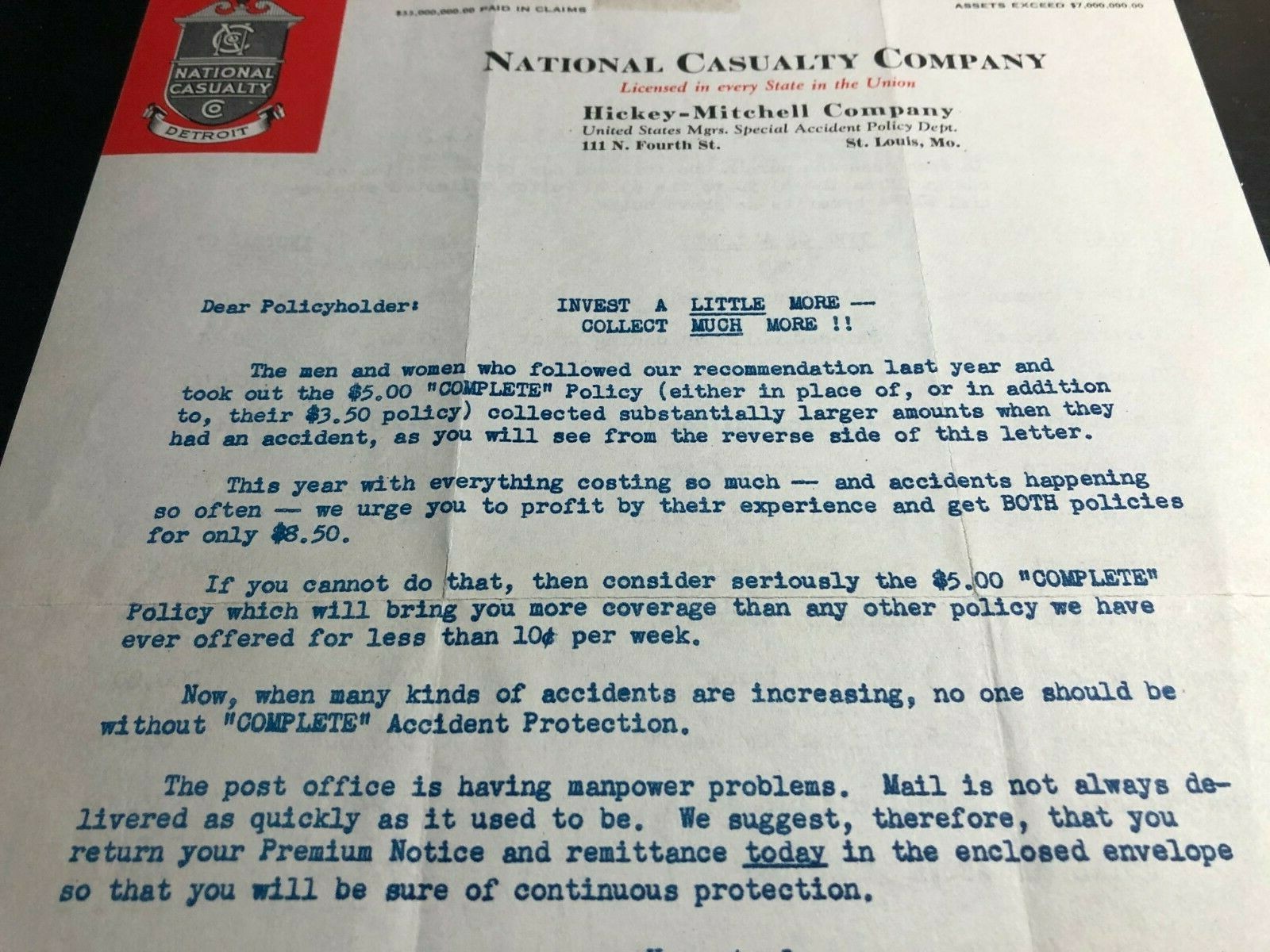 Vintage Policyholder Promotional Document. National Casualty Company. Insurance