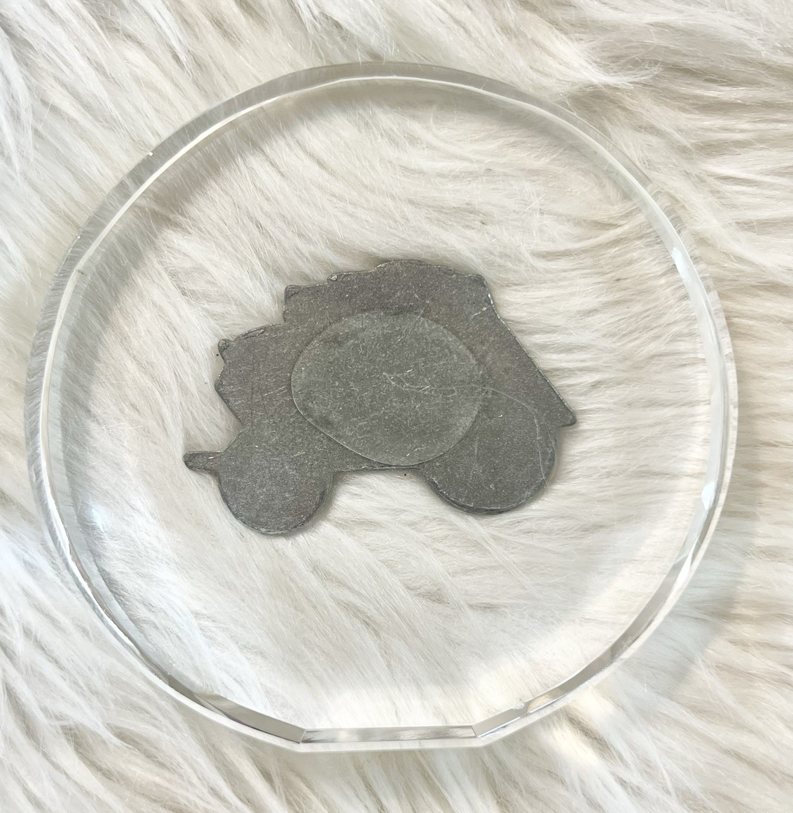 Wells Fargo & Company Stagecoach Paperweight Clear Acrylic Pewter Tone Western