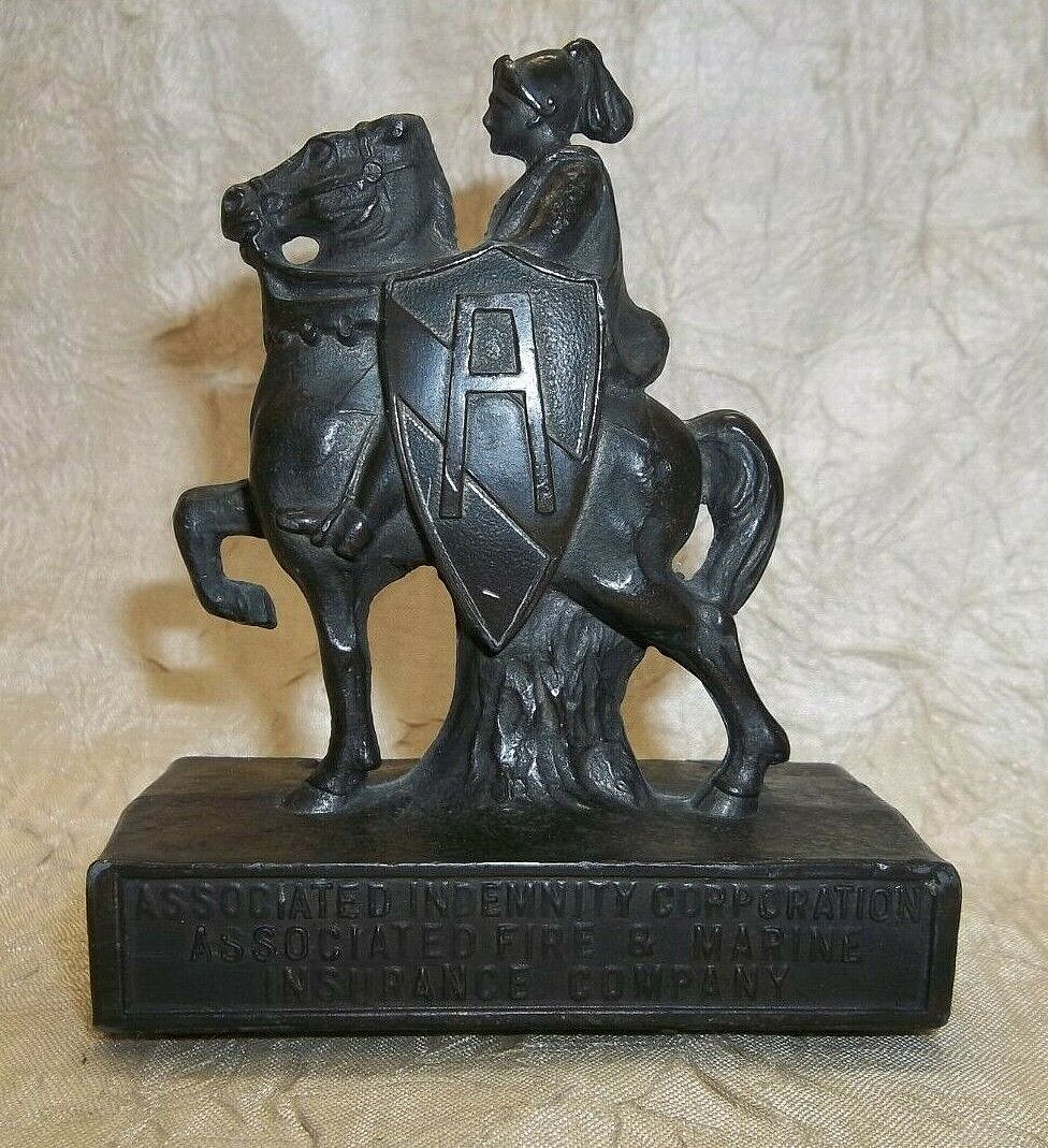 Vintage Iron 4″ Solider on Horse Associated Indemnity Insurance San Francisco CA