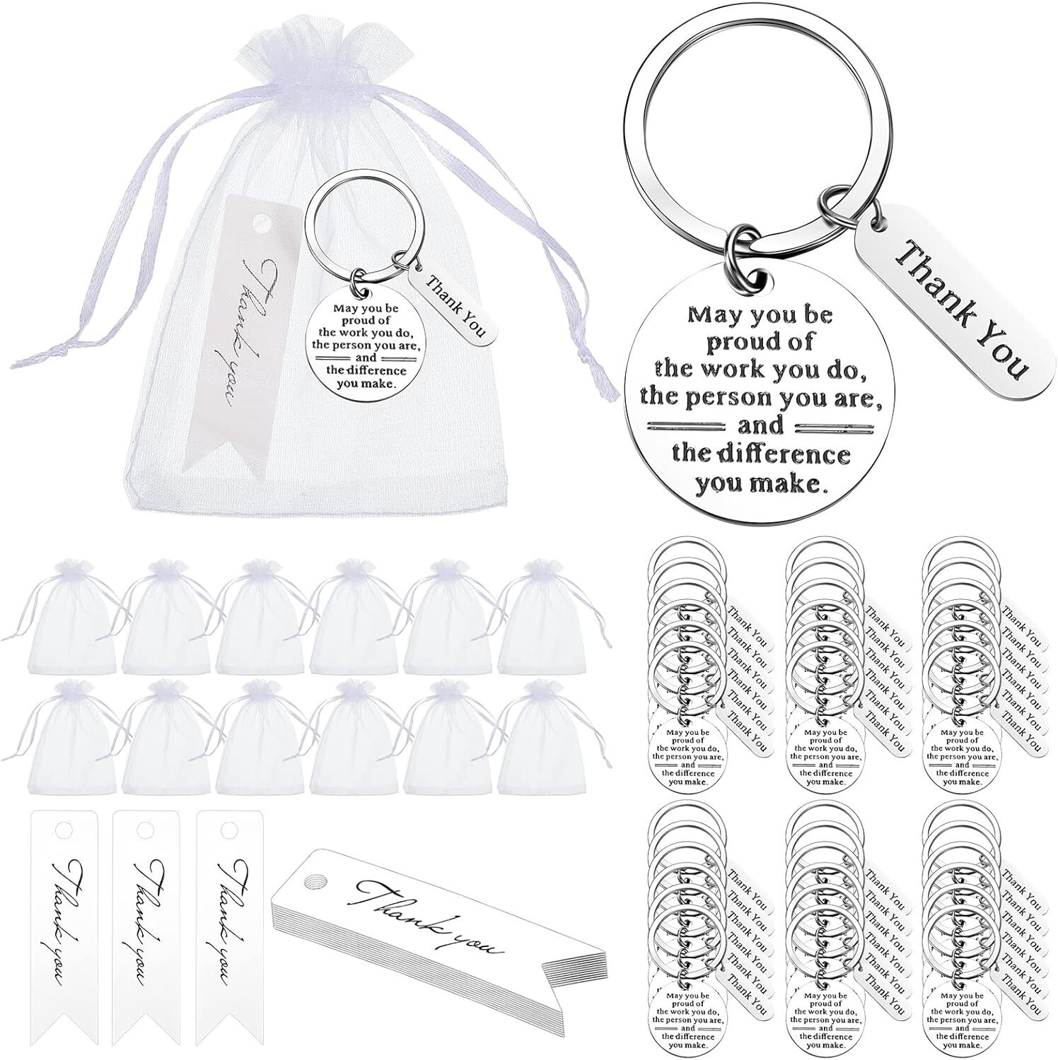 150 Pcs Employee Appreciation Keychains with Gift Bags – Perfect for Teams