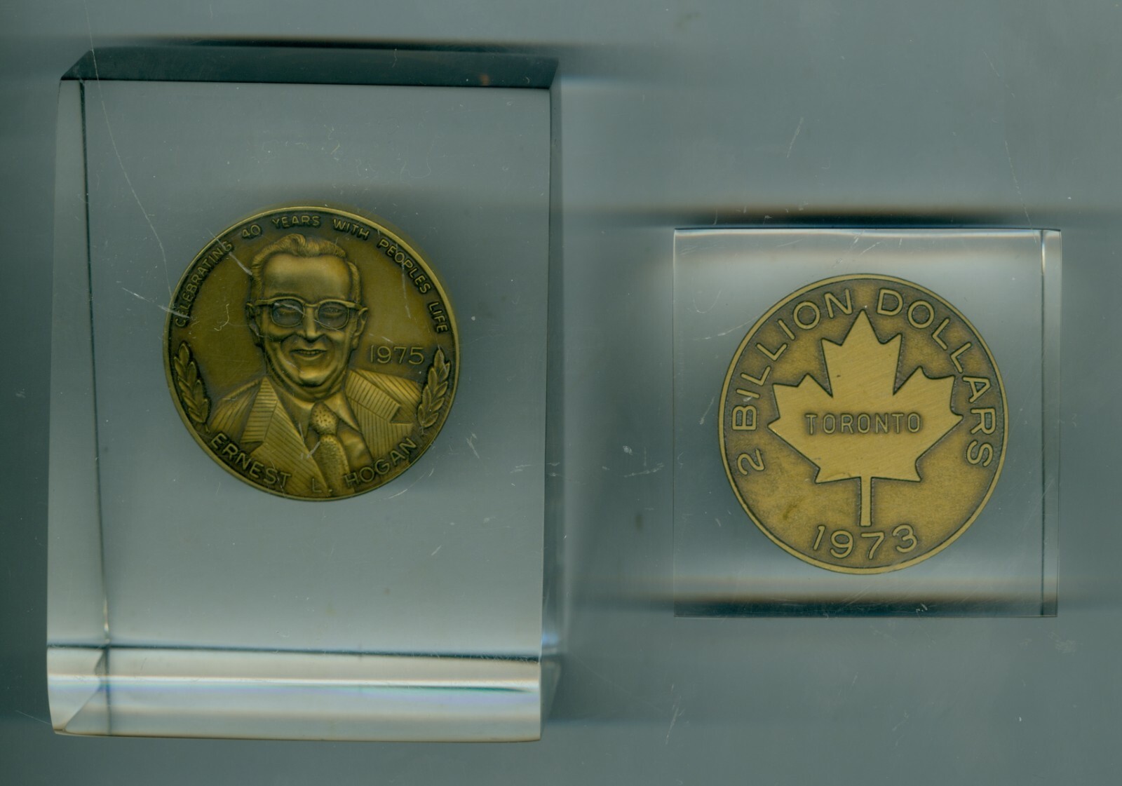 2 1973-1975 Peoples Life insurance Co. Awards, Washington DC & Toronto, Canada