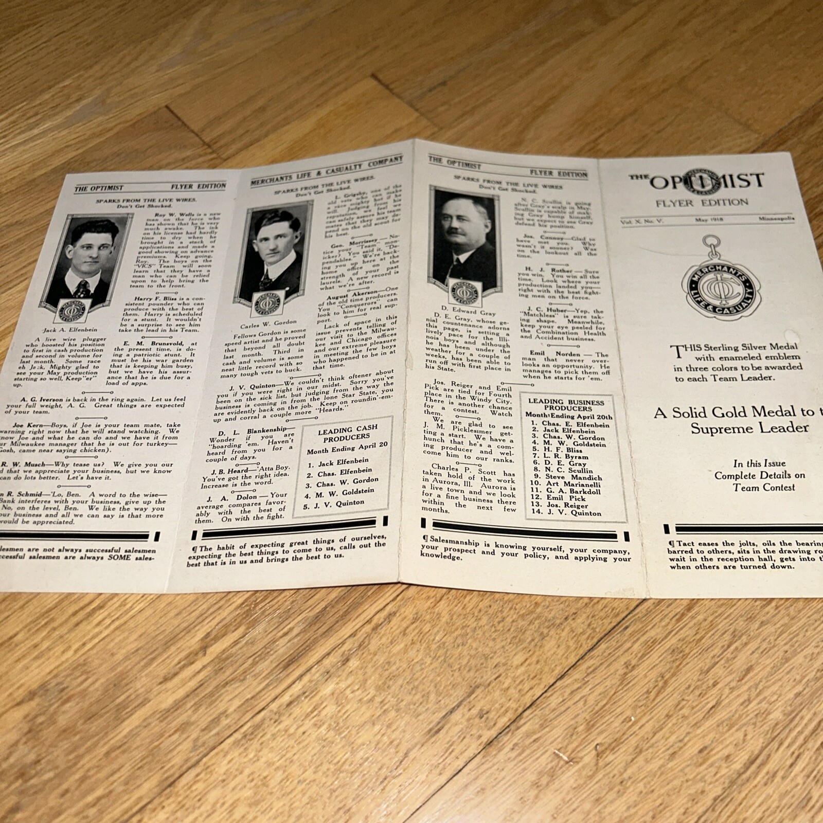 1918 MERCHANTS LIFE & CASUALTY The Optimist Flyer Edition MINNEAPOLIS