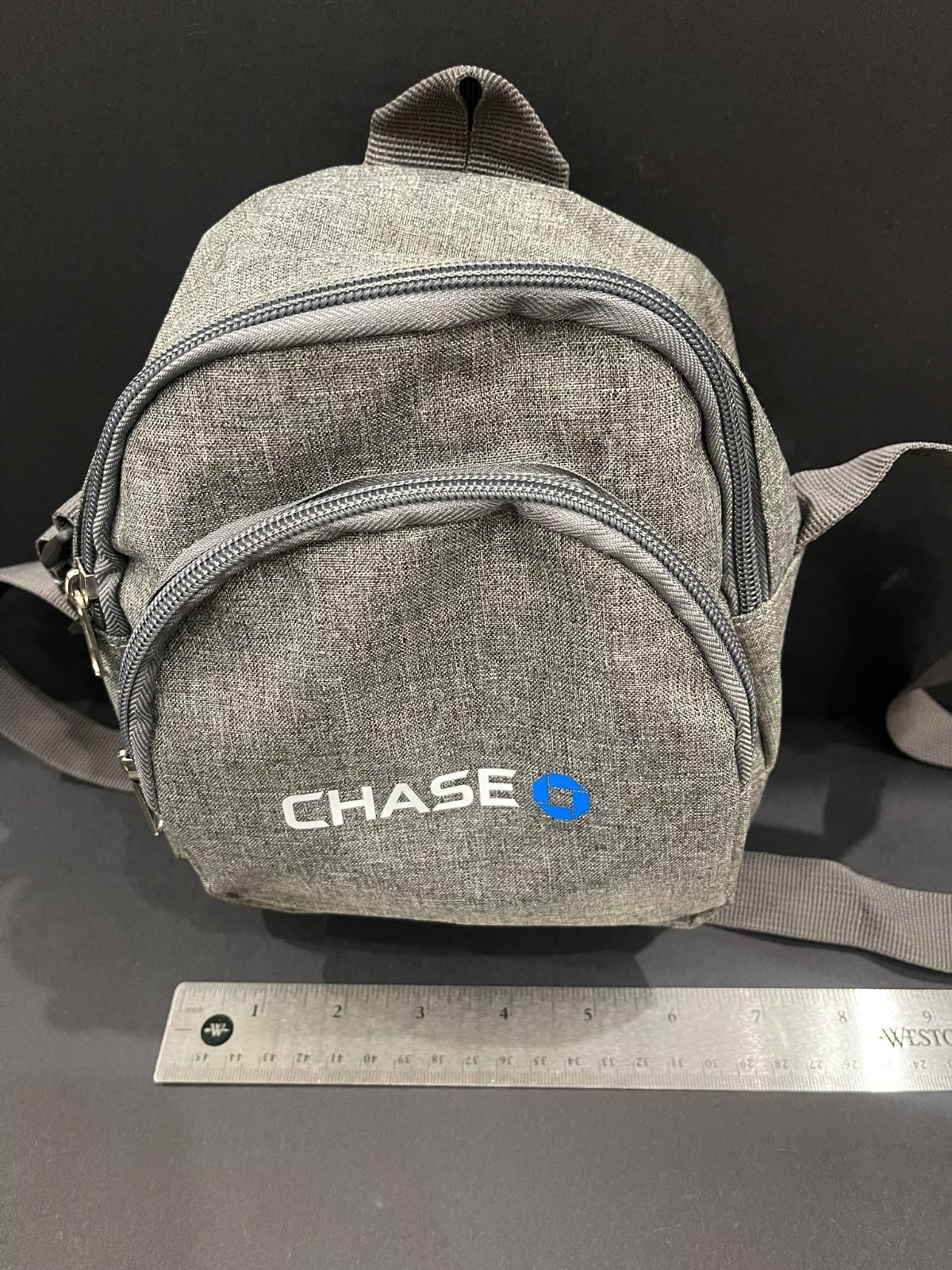 NEW / UNUSED Chase Bank Promotional Crossbody Bag Gray w/ Blue Logo FREE Ship