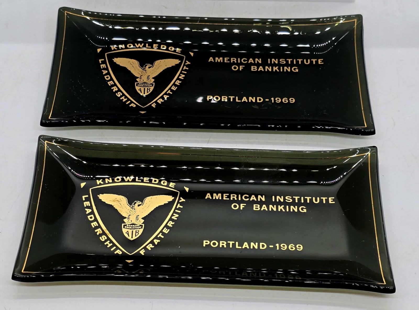 Rare Pair Of 1969 Portland American Institute Of Banking Advertising Dishes